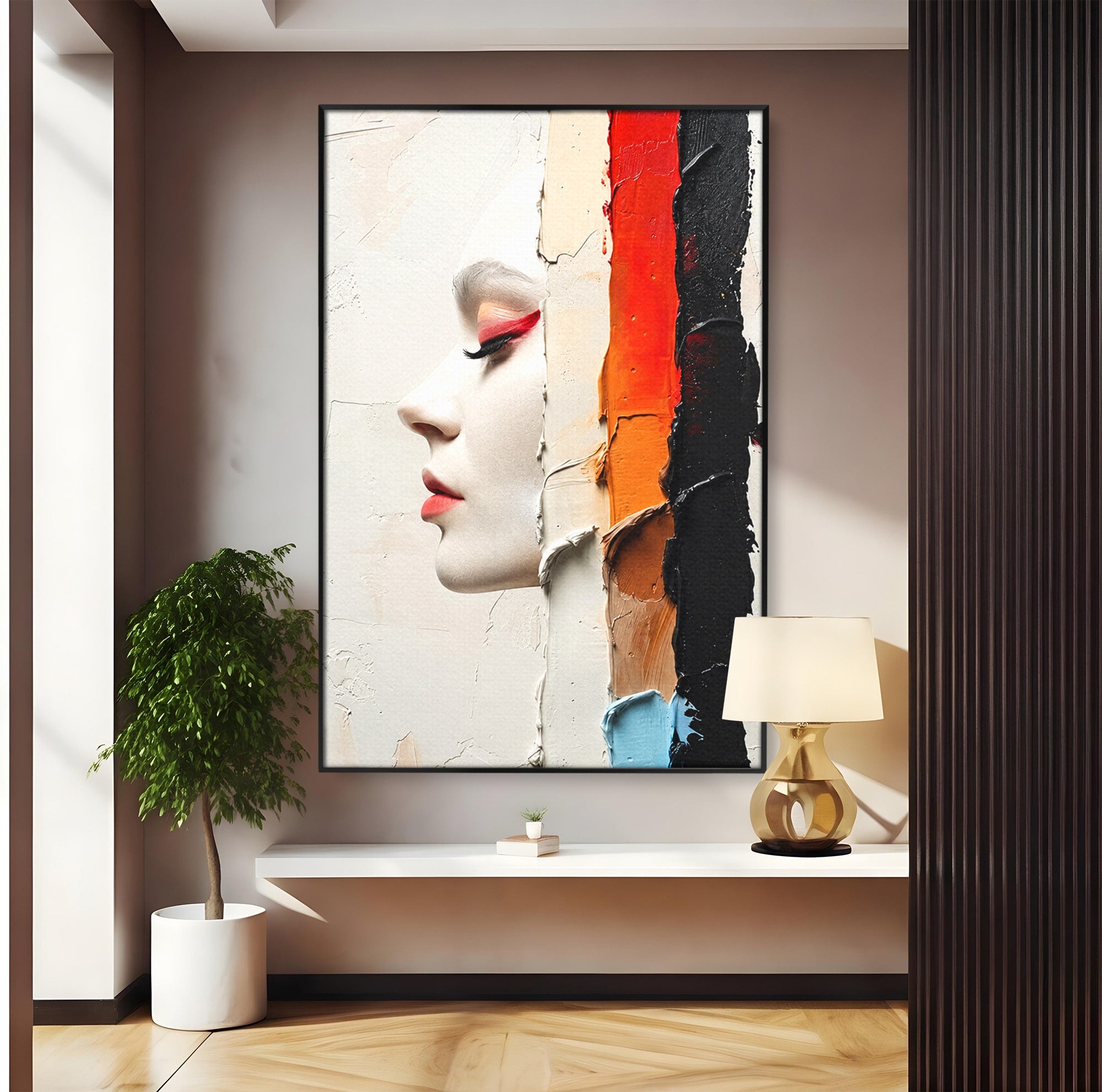 Tablou Canvas Premium LuxCanva® C1394, Profil Artistic Abstract, Portret, Abstract, Textura, Arta Moderna, Dormitor, Culori Vibrante