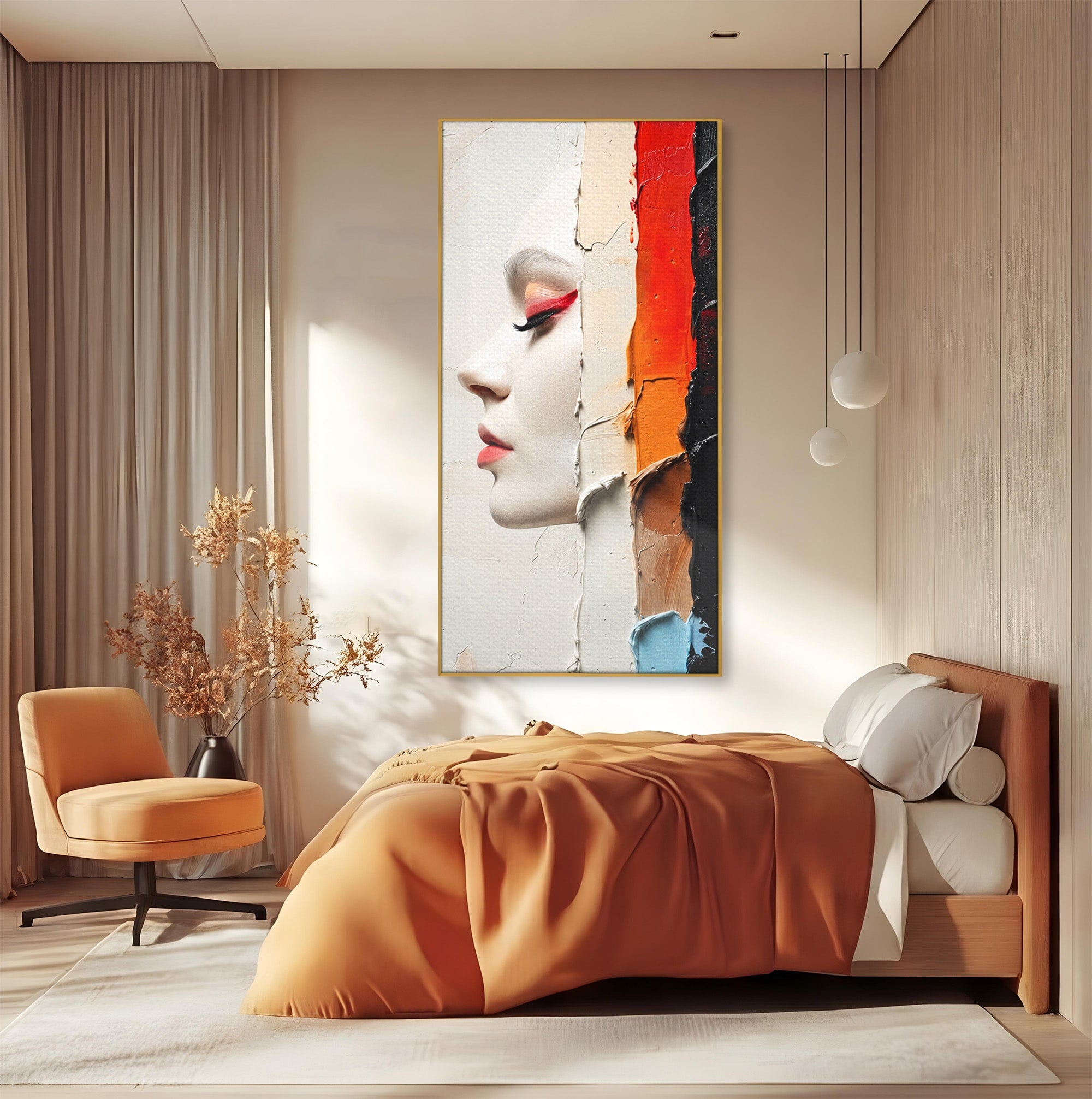 Tablou Canvas Premium LuxCanva® C1394, Profil Artistic Abstract, Portret, Abstract, Textura, Arta Moderna, Dormitor, Culori Vibrante