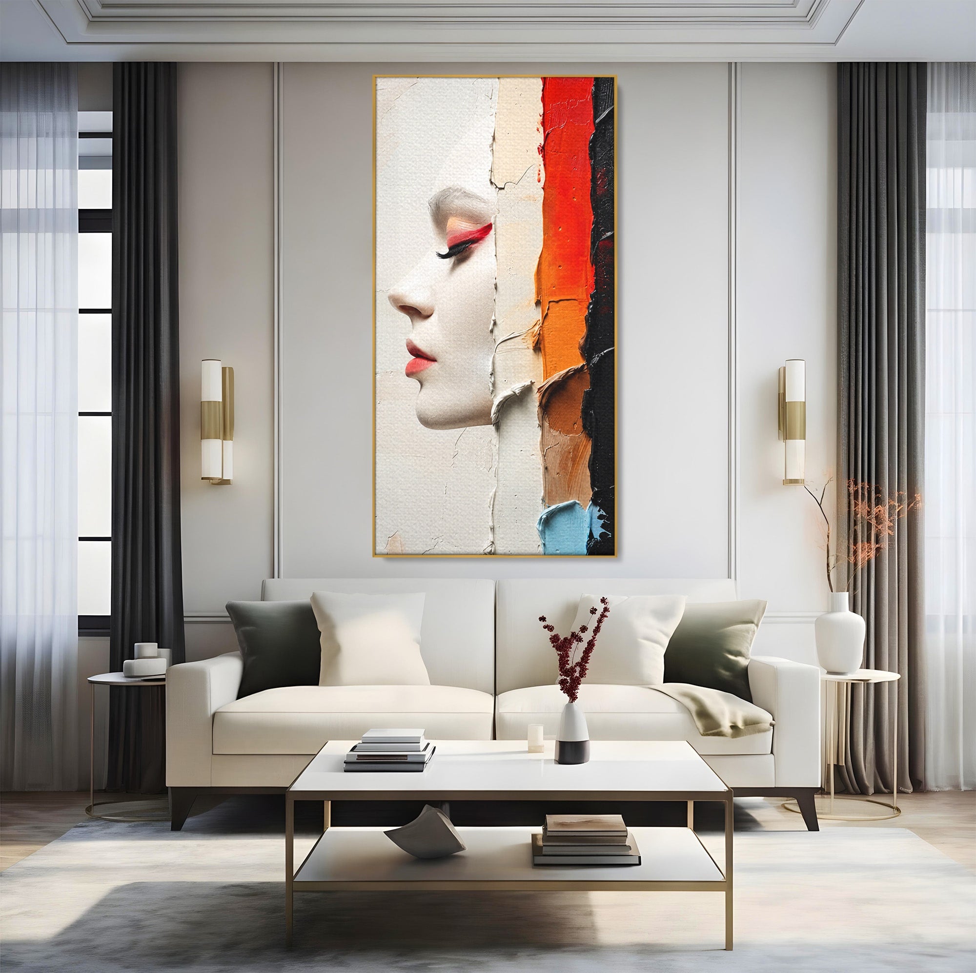 Tablou Canvas Premium LuxCanva® C1394, Profil Artistic Abstract, Portret, Abstract, Textura, Arta Moderna, Dormitor, Culori Vibrante