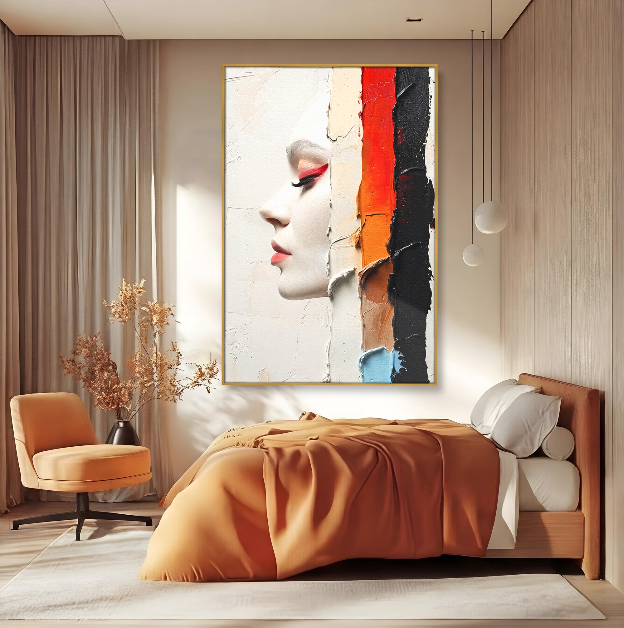 Tablou Canvas Premium LuxCanva® C1394, Profil Artistic Abstract, Portret, Abstract, Textura, Arta Moderna, Dormitor, Culori Vibrante