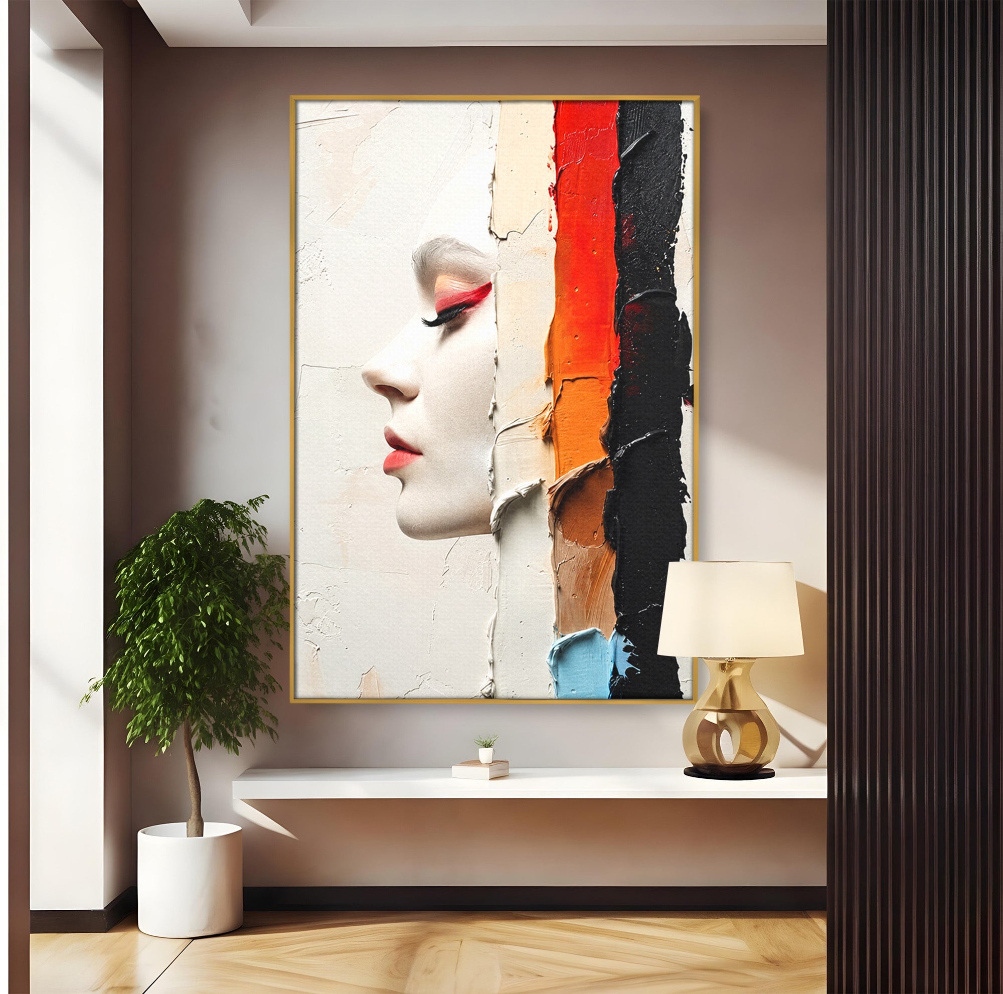 Tablou Canvas Premium LuxCanva® C1394, Profil Artistic Abstract, Portret, Abstract, Textura, Arta Moderna, Dormitor, Culori Vibrante