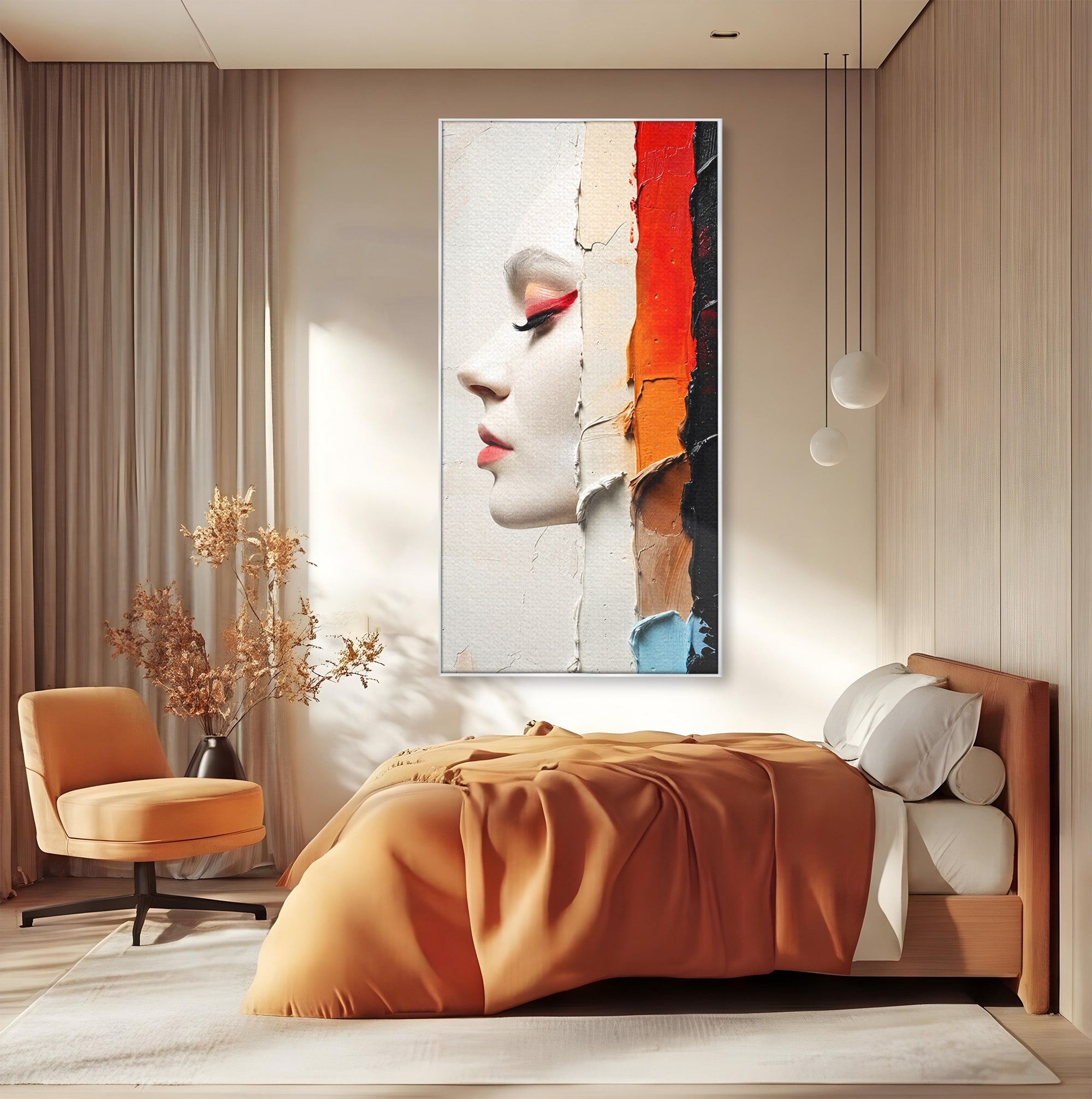 Tablou Canvas Premium LuxCanva® C1394, Profil Artistic Abstract, Portret, Abstract, Textura, Arta Moderna, Dormitor, Culori Vibrante