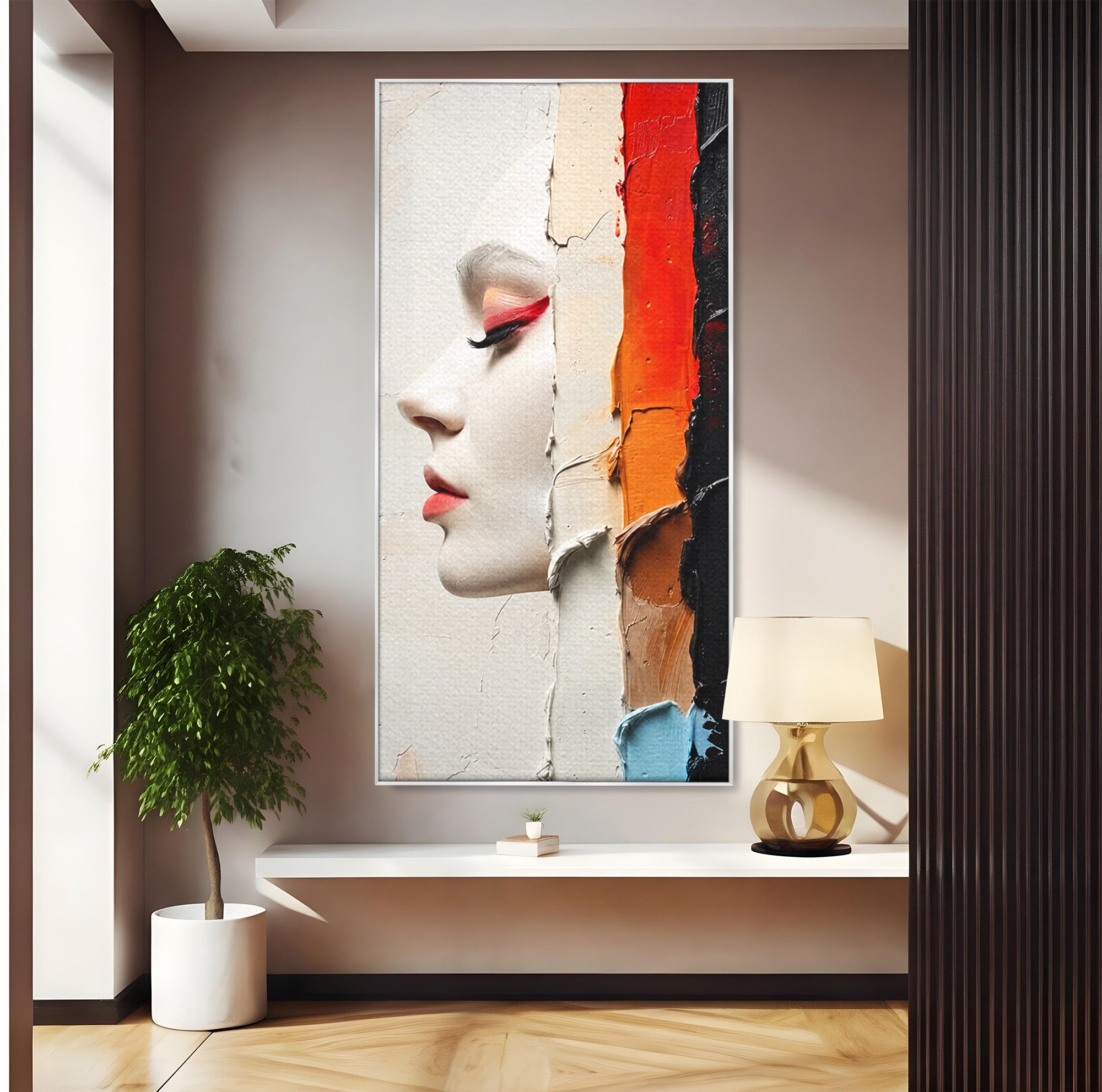 Tablou Canvas Premium LuxCanva® C1394, Profil Artistic Abstract, Portret, Abstract, Textura, Arta Moderna, Dormitor, Culori Vibrante
