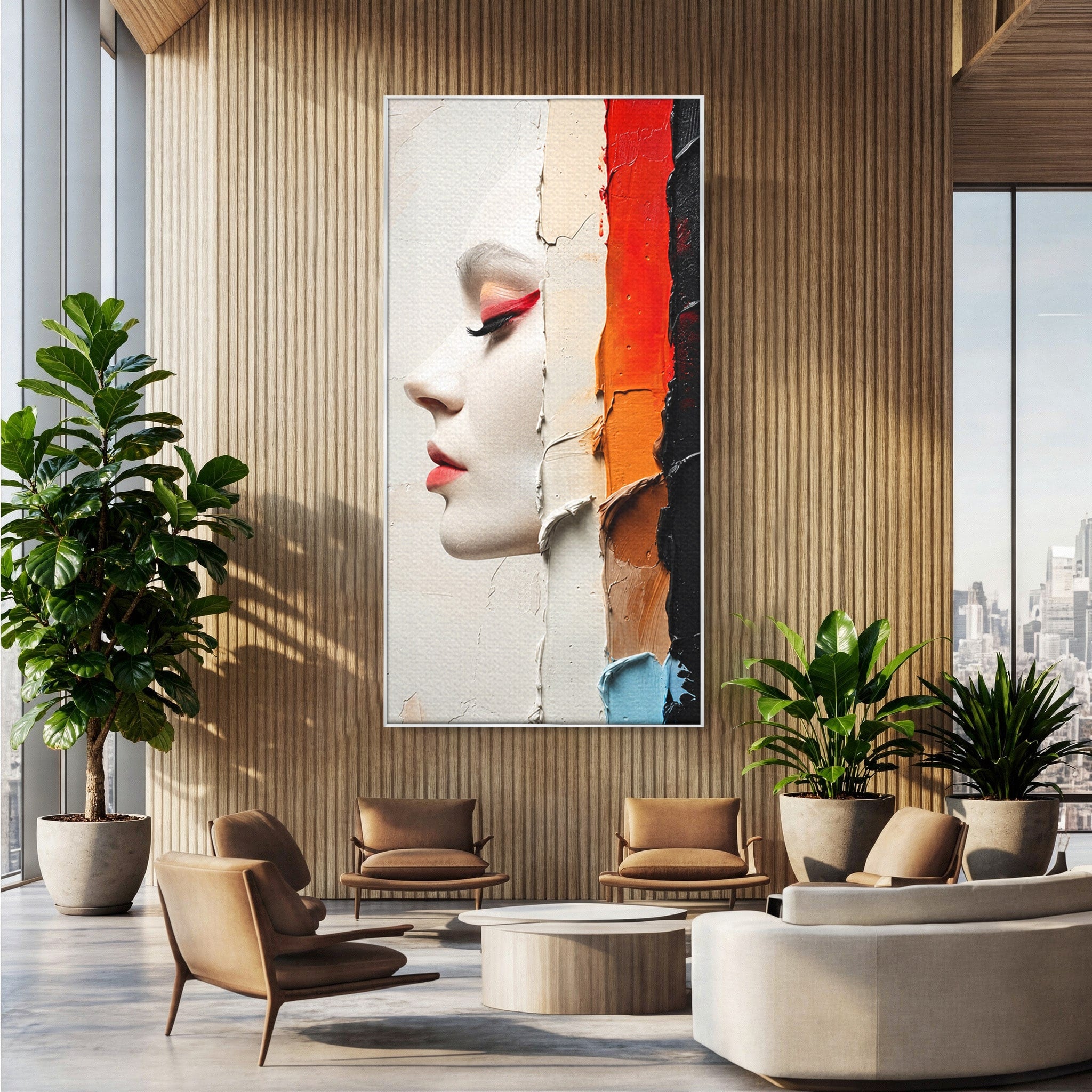Tablou Canvas Premium LuxCanva® C1394, Profil Artistic Abstract, Portret, Abstract, Textura, Arta Moderna, Dormitor, Culori Vibrante