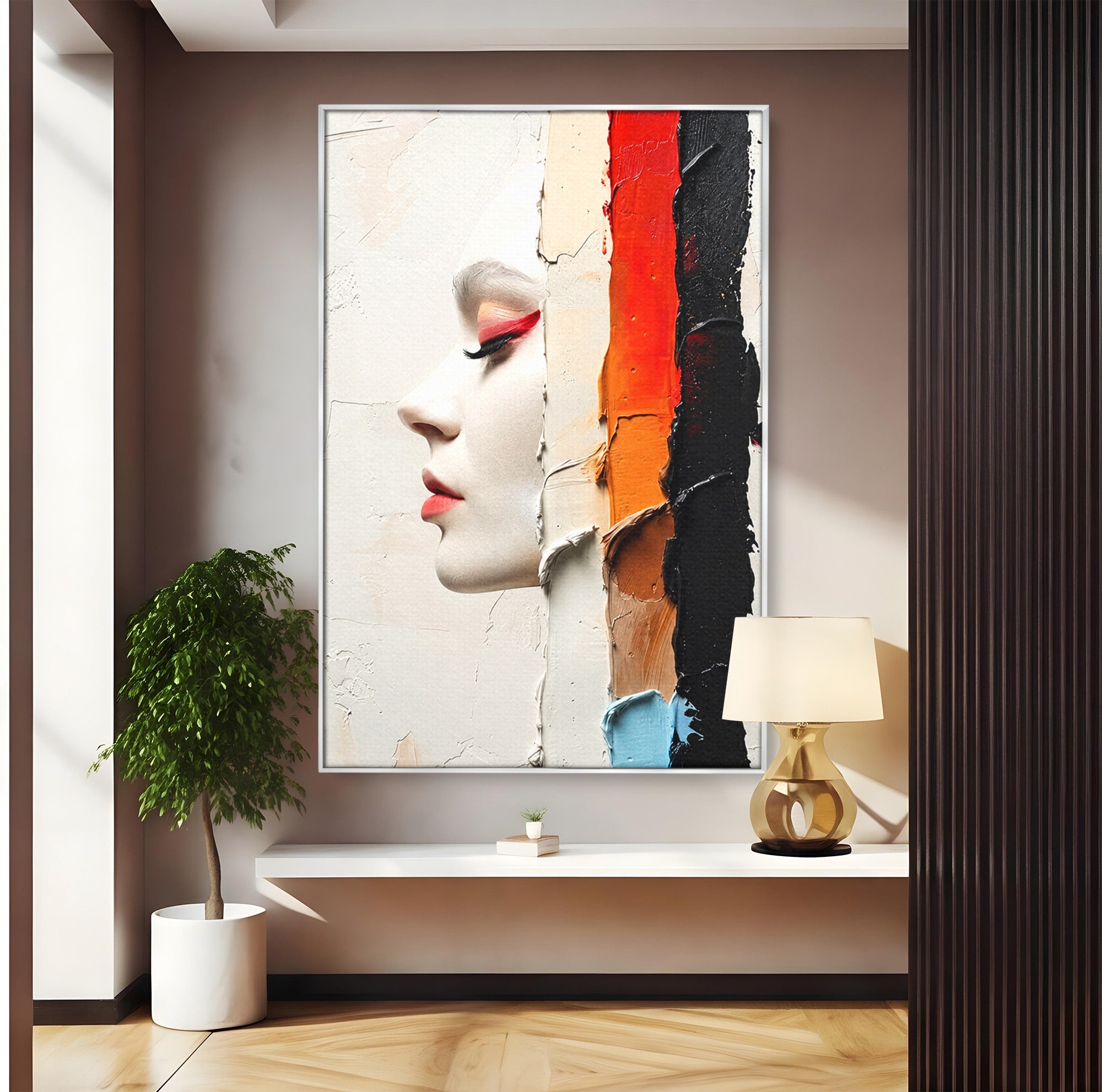 Tablou Canvas Premium LuxCanva® C1394, Profil Artistic Abstract, Portret, Abstract, Textura, Arta Moderna, Dormitor, Culori Vibrante