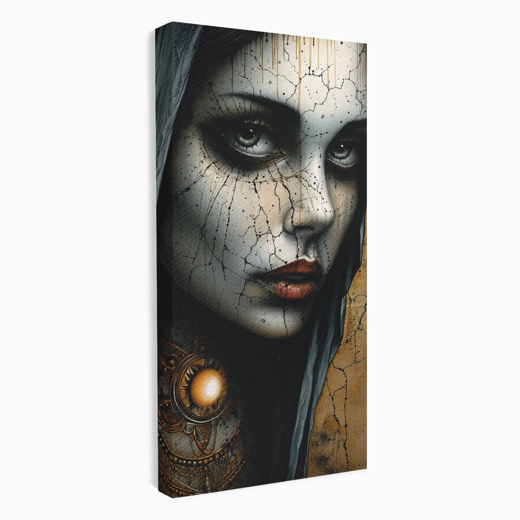 Tablou Canvas Premium LuxCanva® C1395, Portretul Femeii Misterioase, Portret, Femeie, Mister, Arta, Living, Dormitor, Culori Vibrante