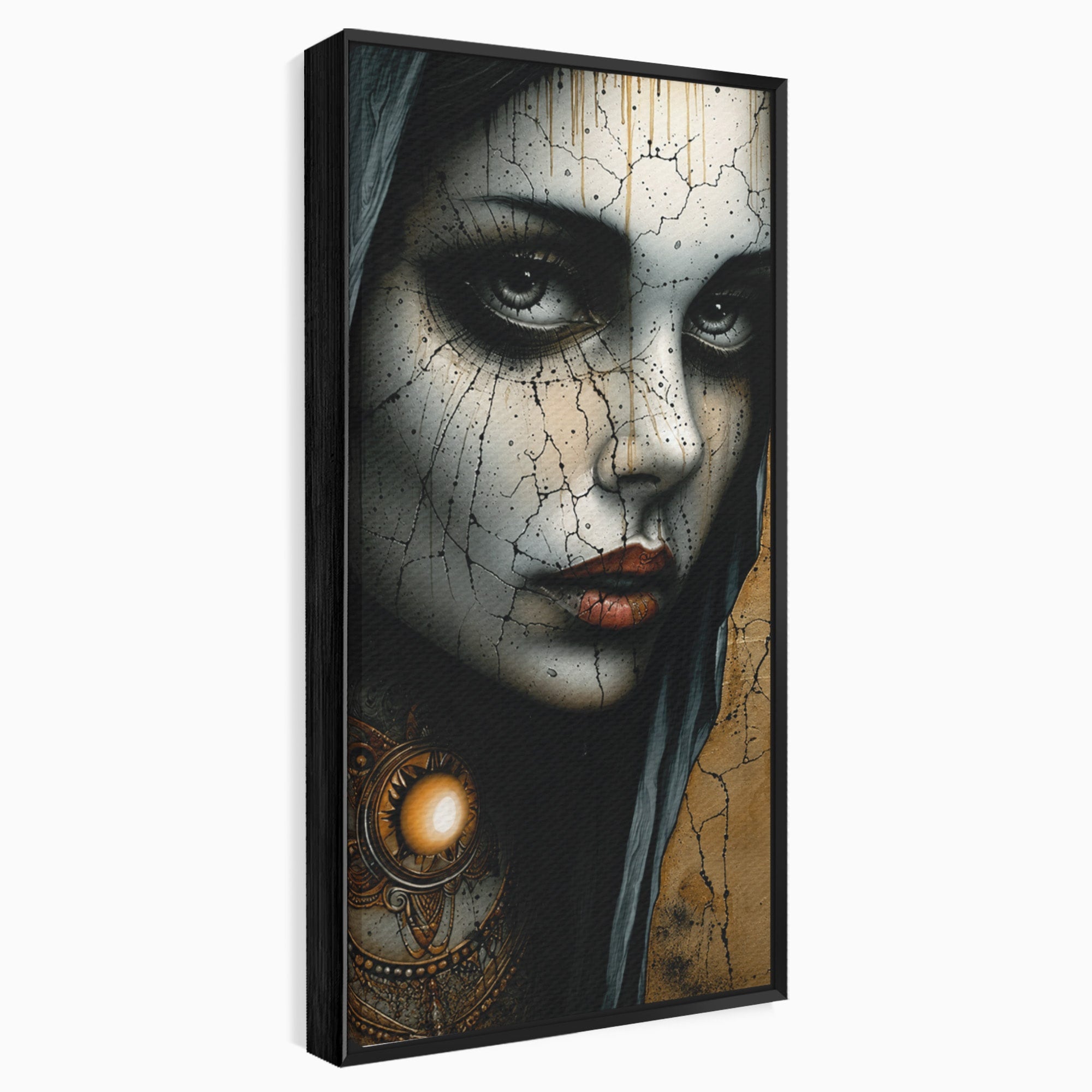 Tablou Canvas Premium LuxCanva® C1395, Portretul Femeii Misterioase, Portret, Femeie, Mister, Arta, Living, Dormitor, Culori Vibrante