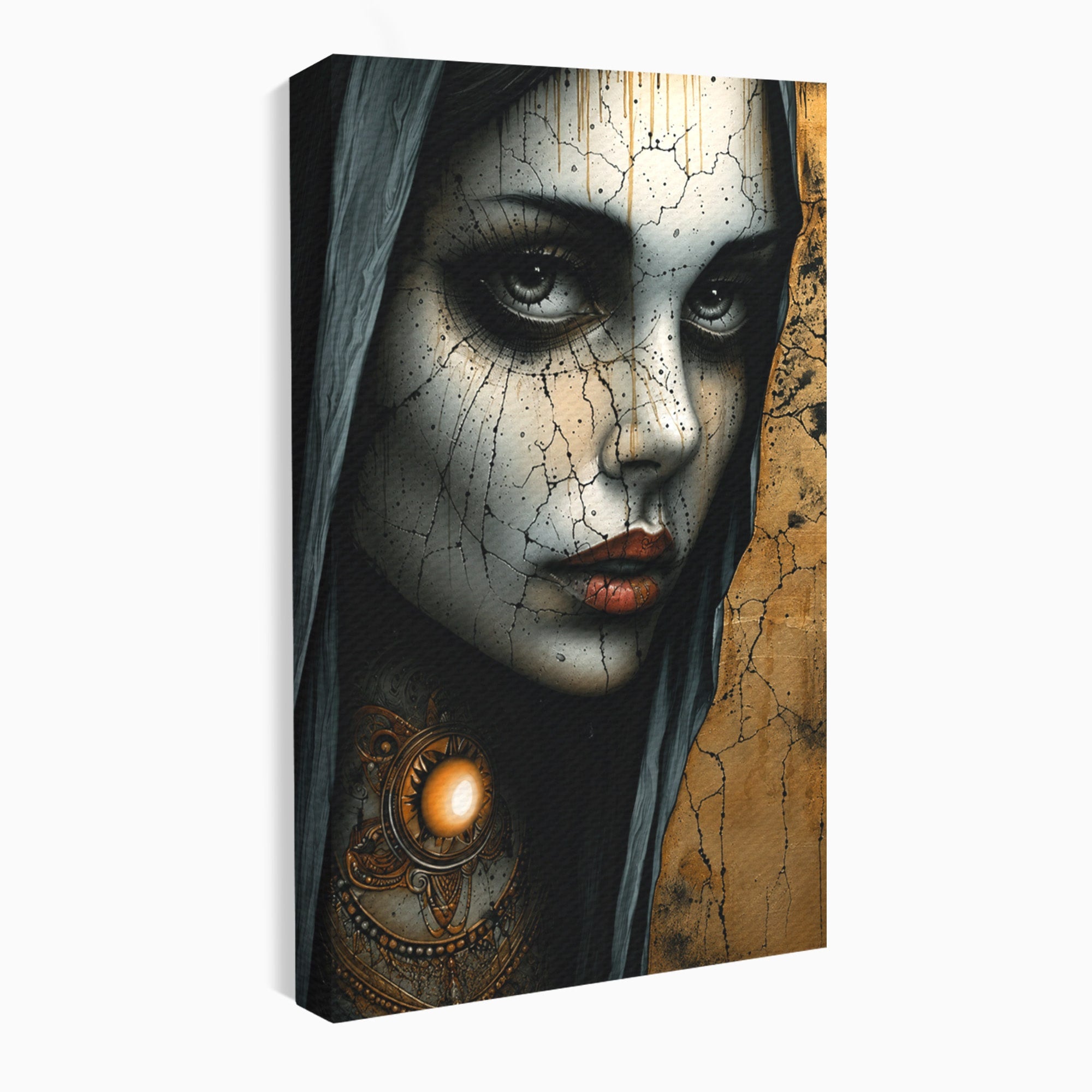 Tablou Canvas Premium LuxCanva® C1395, Portretul Femeii Misterioase, Portret, Femeie, Mister, Arta, Living, Dormitor, Culori Vibrante