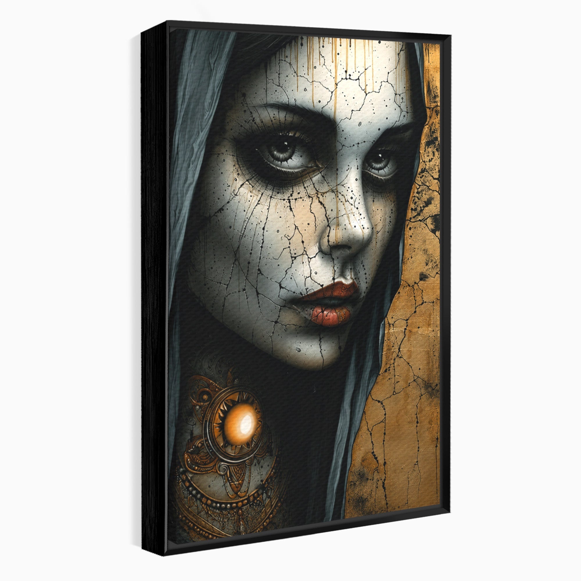 Tablou Canvas Premium LuxCanva® C1395, Portretul Femeii Misterioase, Portret, Femeie, Mister, Arta, Living, Dormitor, Culori Vibrante