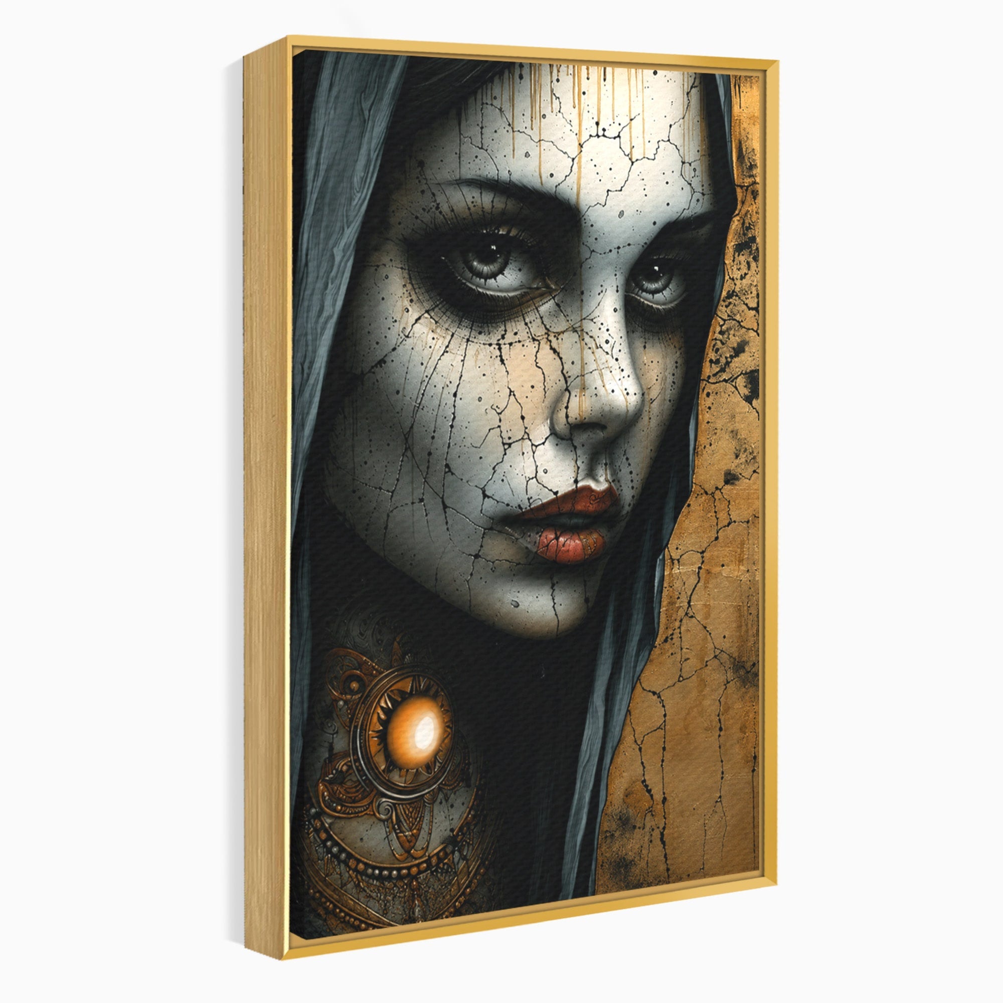 Tablou Canvas Premium LuxCanva® C1395, Portretul Femeii Misterioase, Portret, Femeie, Mister, Arta, Living, Dormitor, Culori Vibrante