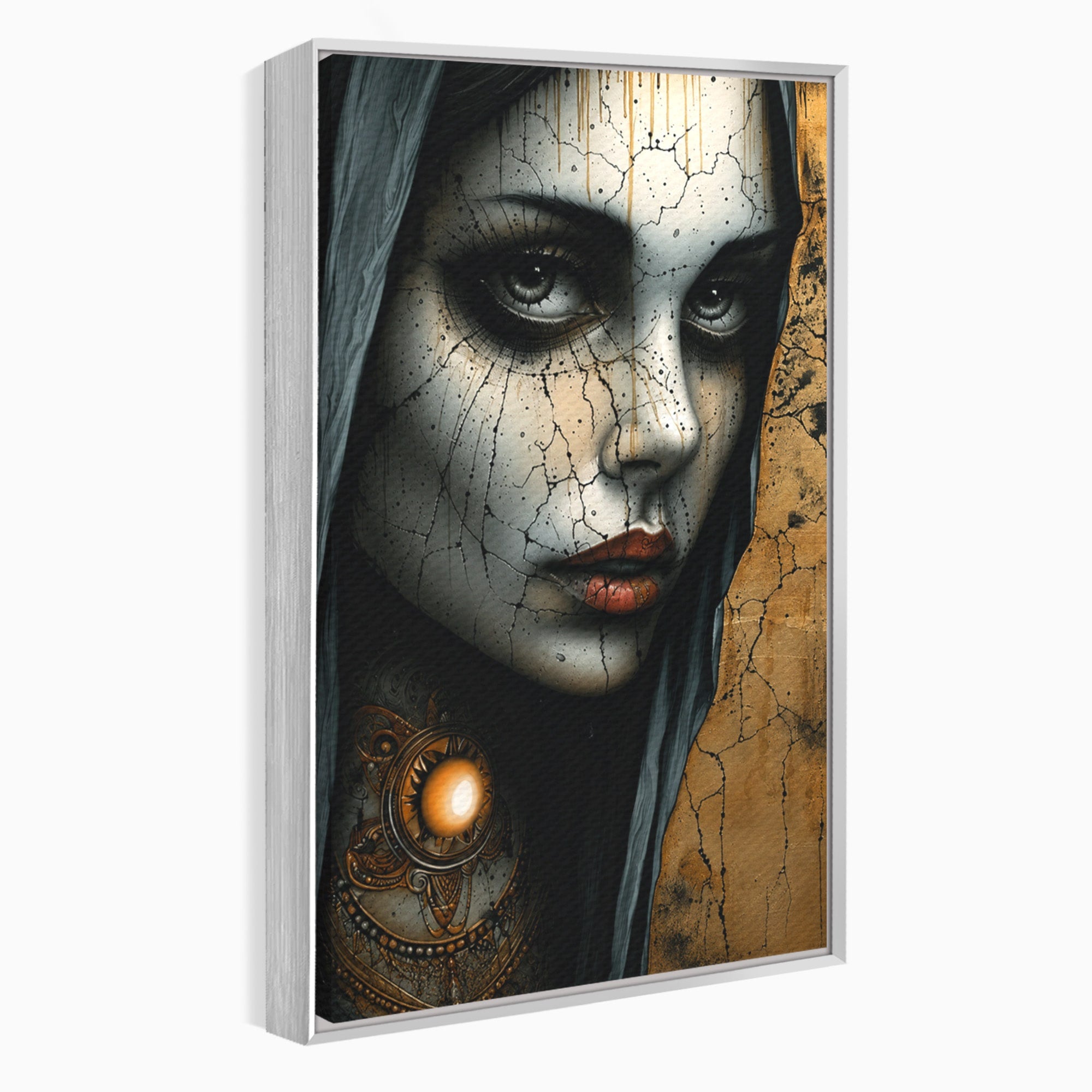 Tablou Canvas Premium LuxCanva® C1395, Portretul Femeii Misterioase, Portret, Femeie, Mister, Arta, Living, Dormitor, Culori Vibrante