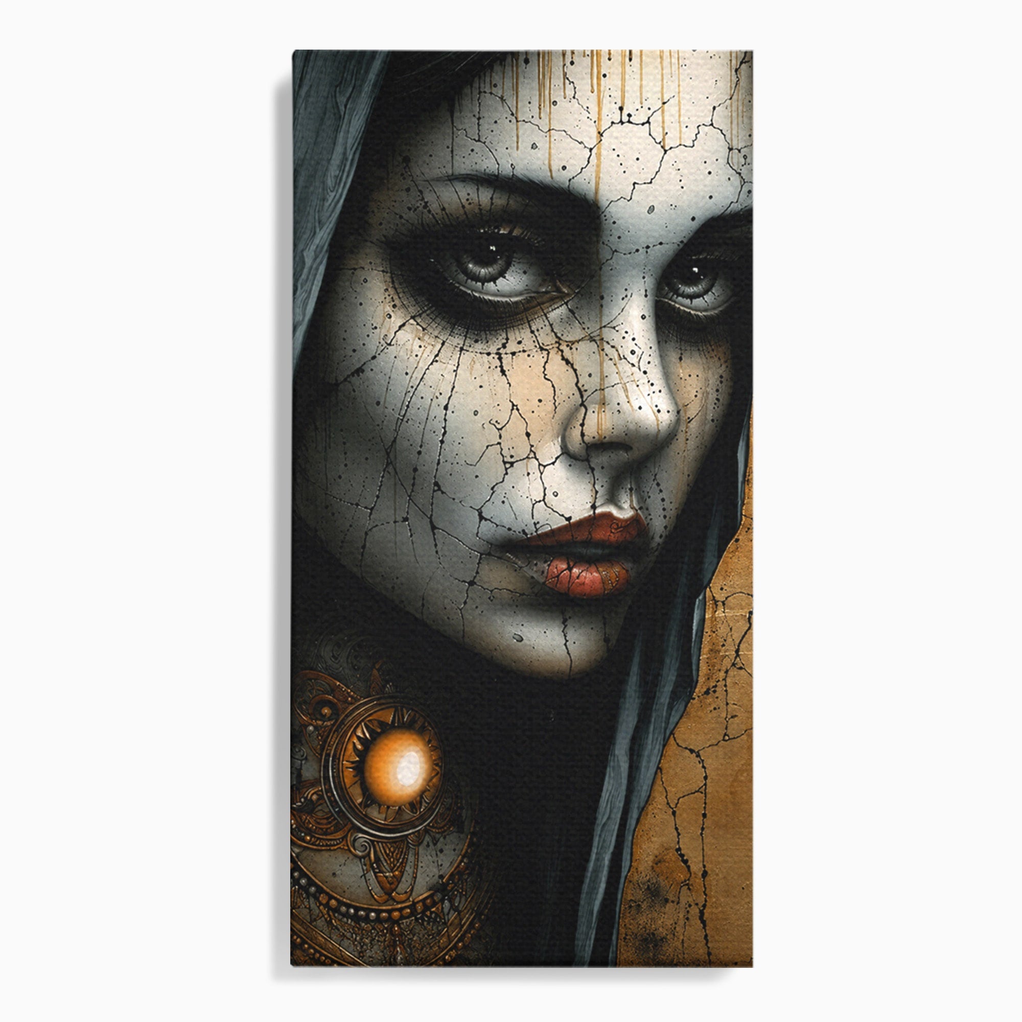 Tablou Canvas Premium LuxCanva® C1395, Portretul Femeii Misterioase, Portret, Femeie, Mister, Arta, Living, Dormitor, Culori Vibrante