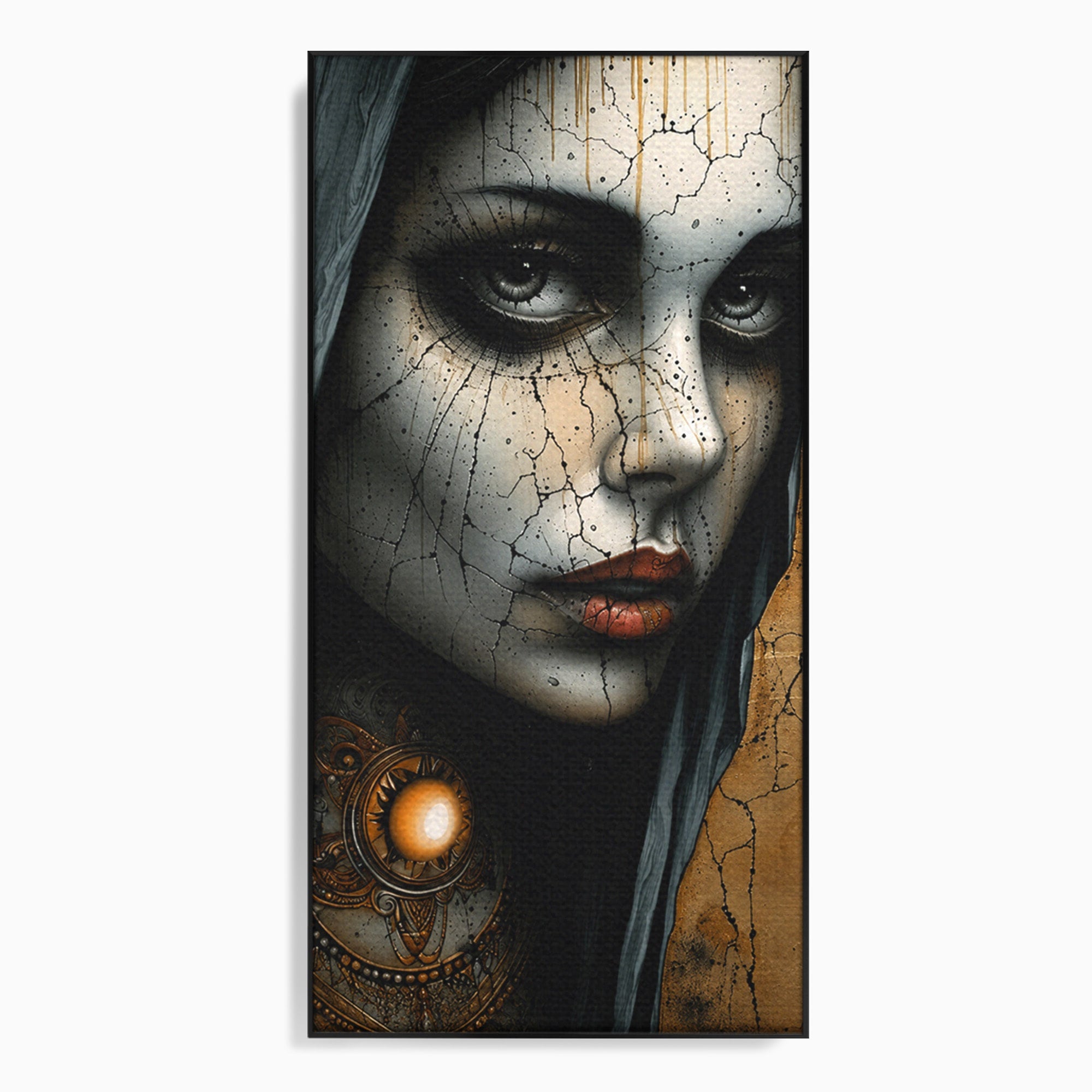 Tablou Canvas Premium LuxCanva® C1395, Portretul Femeii Misterioase, Portret, Femeie, Mister, Arta, Living, Dormitor, Culori Vibrante
