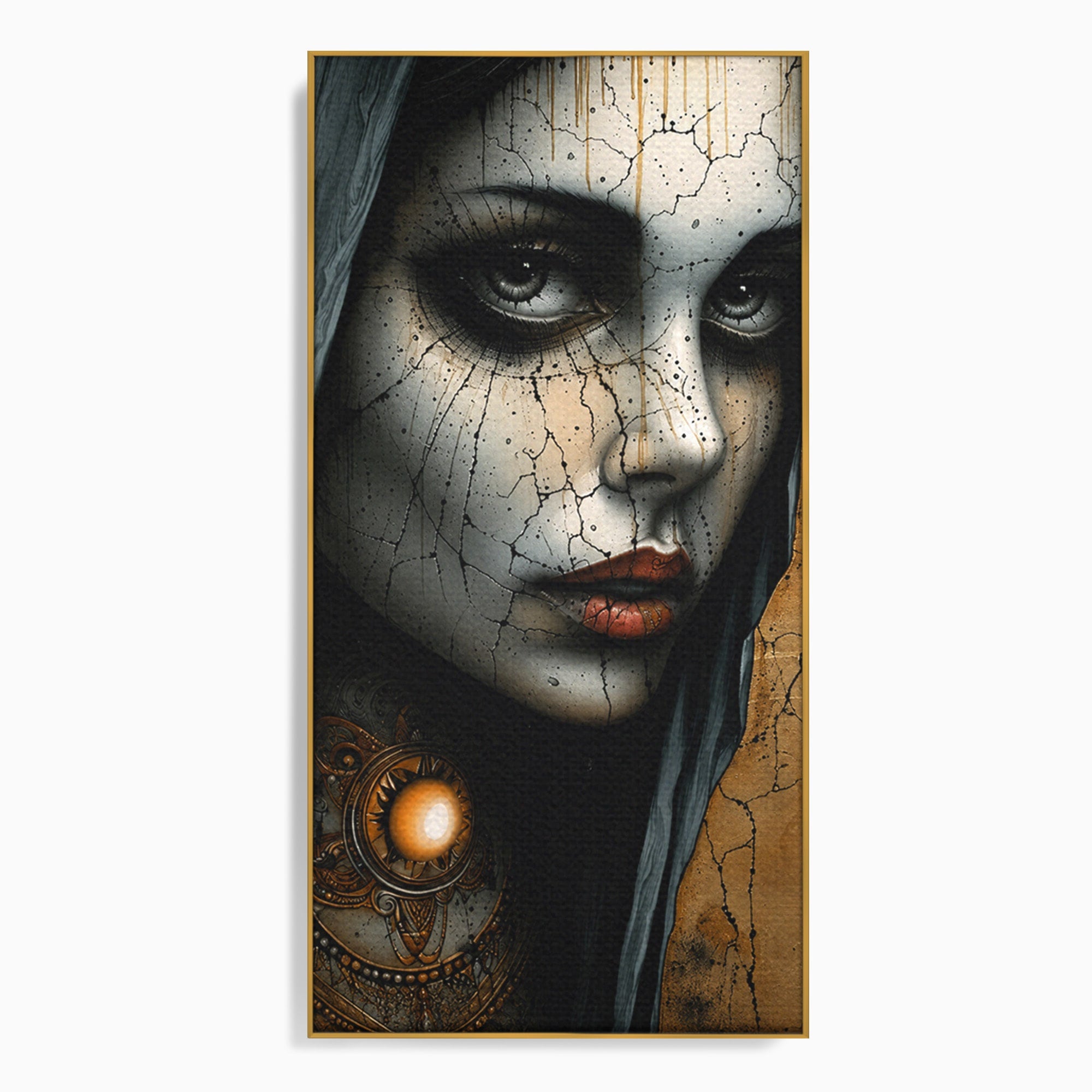 Tablou Canvas Premium LuxCanva® C1395, Portretul Femeii Misterioase, Portret, Femeie, Mister, Arta, Living, Dormitor, Culori Vibrante