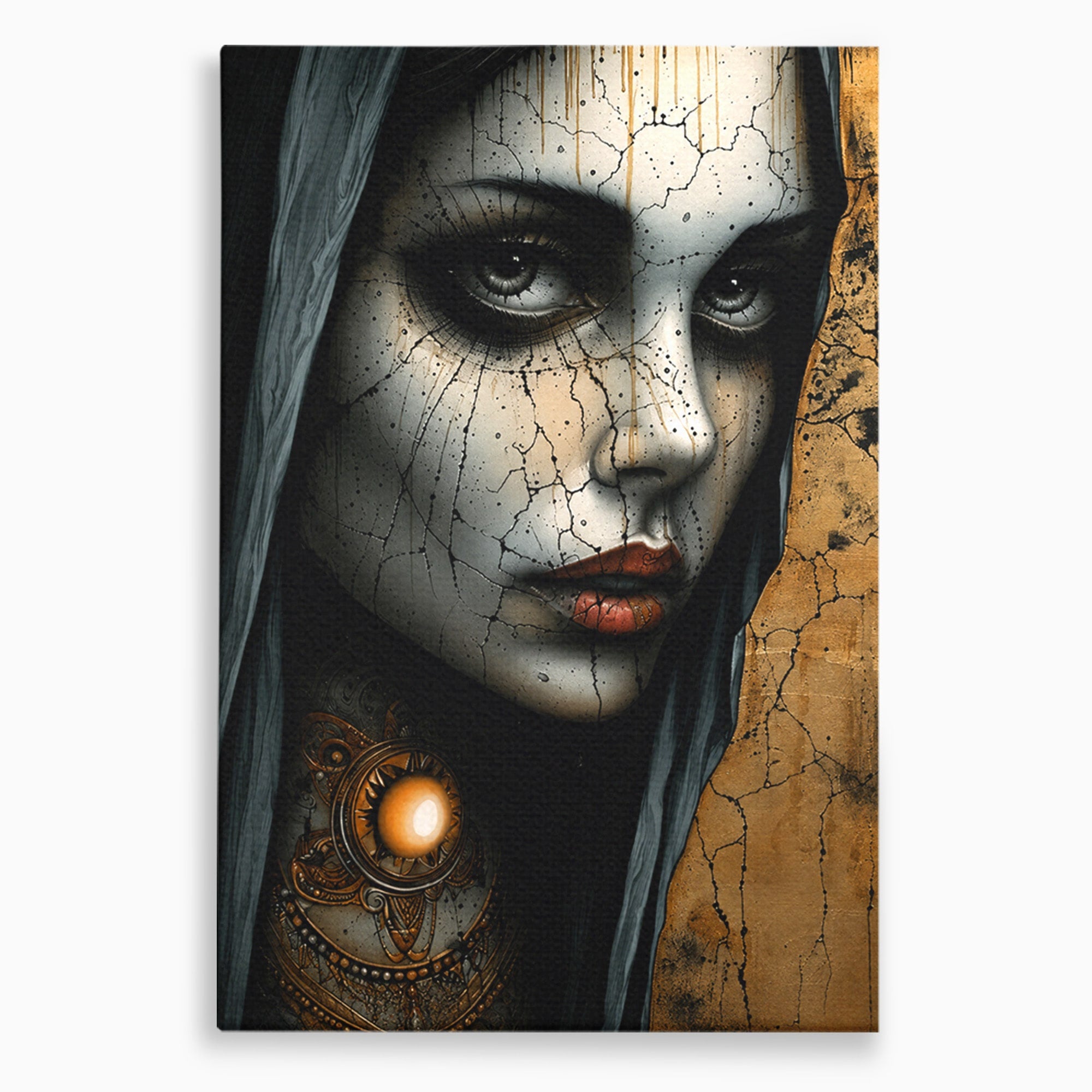 Tablou Canvas Premium LuxCanva® C1395, Portretul Femeii Misterioase, Portret, Femeie, Mister, Arta, Living, Dormitor, Culori Vibrante