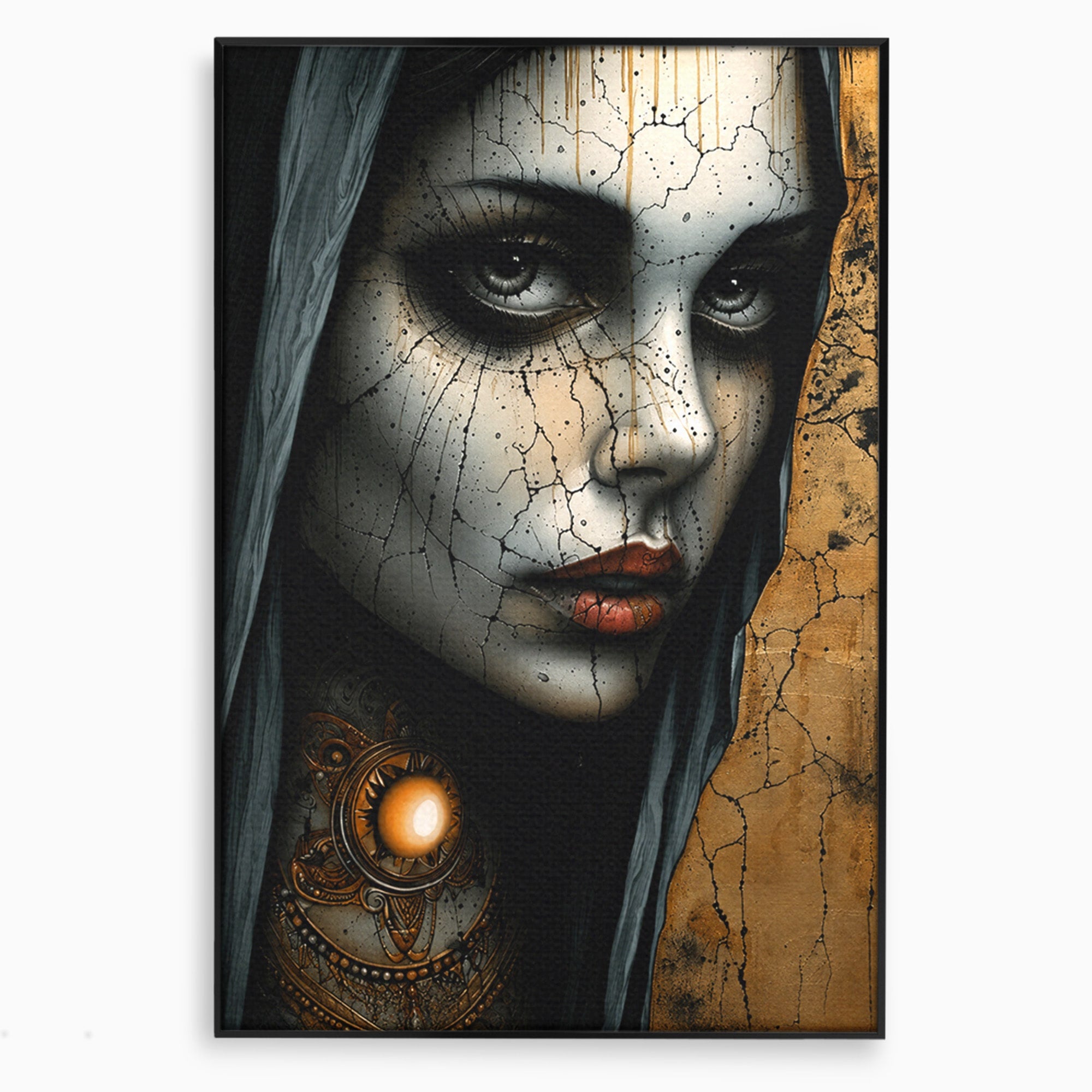 Tablou Canvas Premium LuxCanva® C1395, Portretul Femeii Misterioase, Portret, Femeie, Mister, Arta, Living, Dormitor, Culori Vibrante