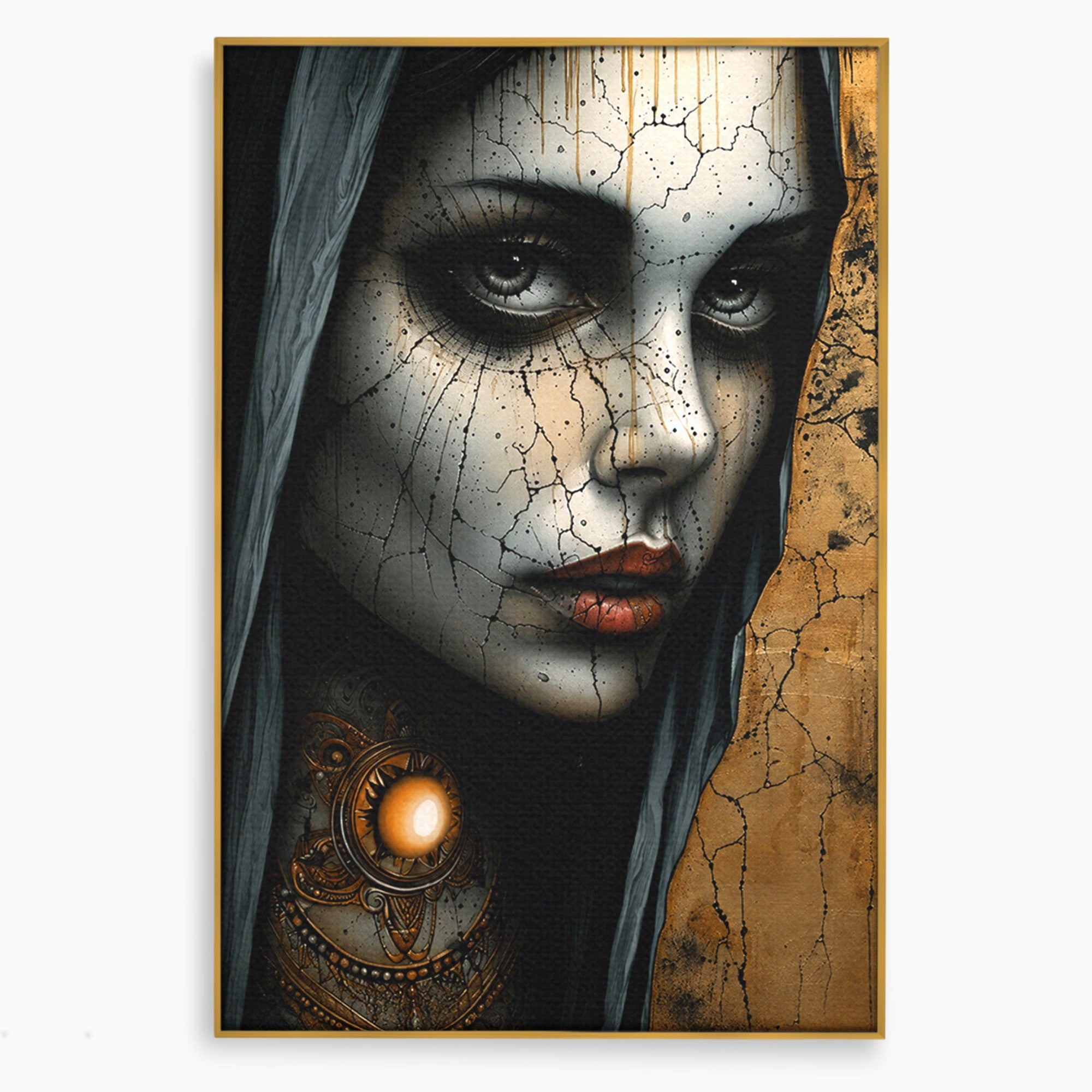 Tablou Canvas Premium LuxCanva® C1395, Portretul Femeii Misterioase, Portret, Femeie, Mister, Arta, Living, Dormitor, Culori Vibrante