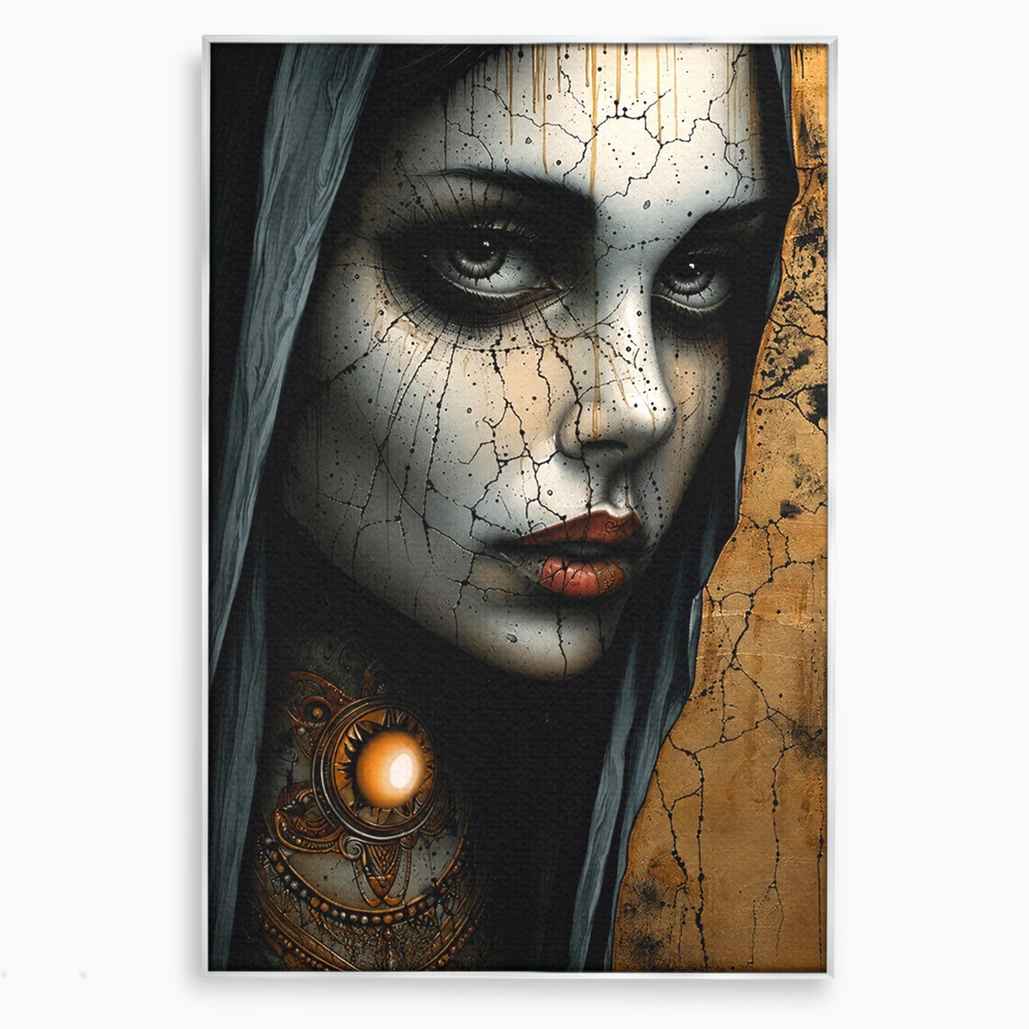Tablou Canvas Premium LuxCanva® C1395, Portretul Femeii Misterioase, Portret, Femeie, Mister, Arta, Living, Dormitor, Culori Vibrante