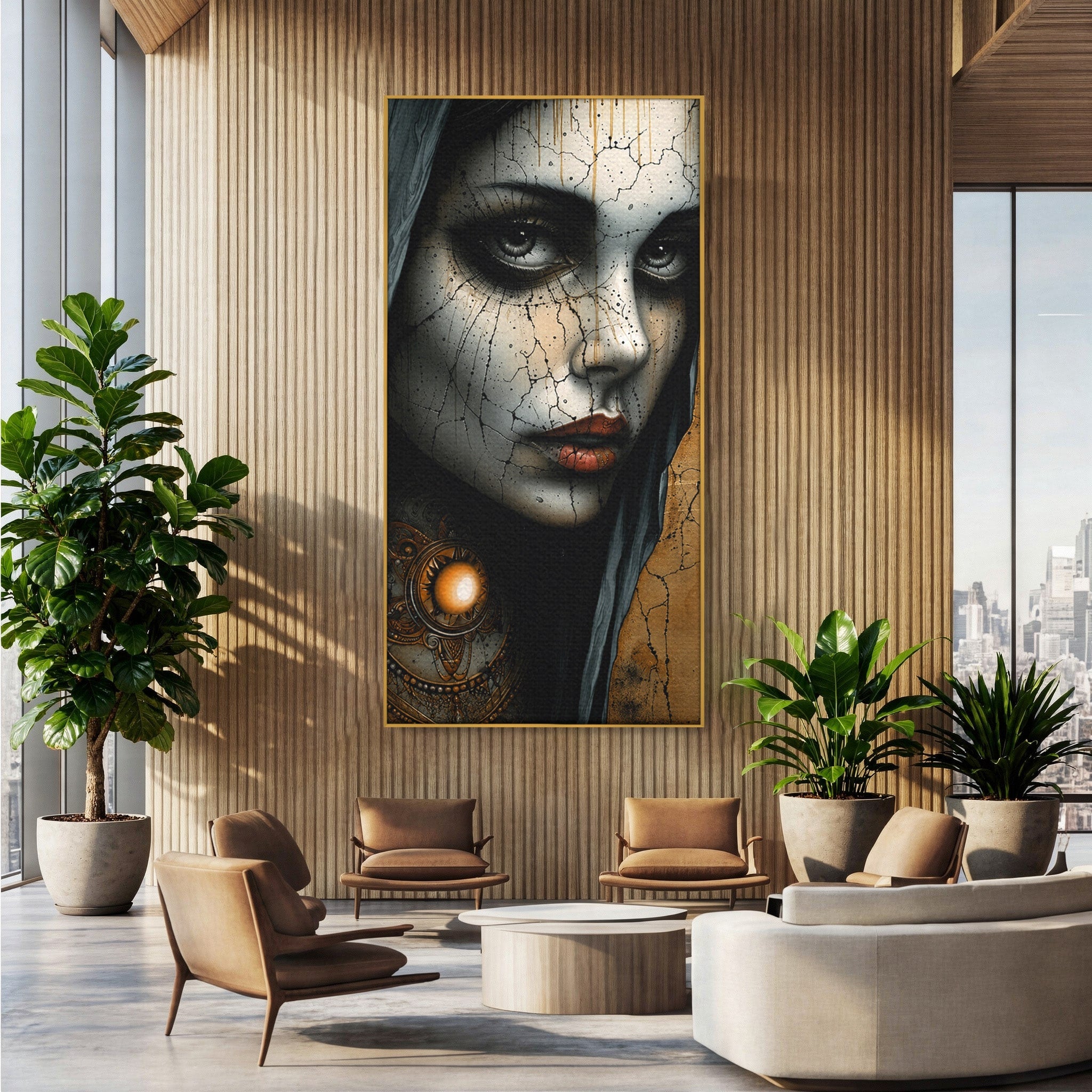 Tablou Canvas Premium LuxCanva® C1395, Portretul Femeii Misterioase, Portret, Femeie, Mister, Arta, Living, Dormitor, Culori Vibrante