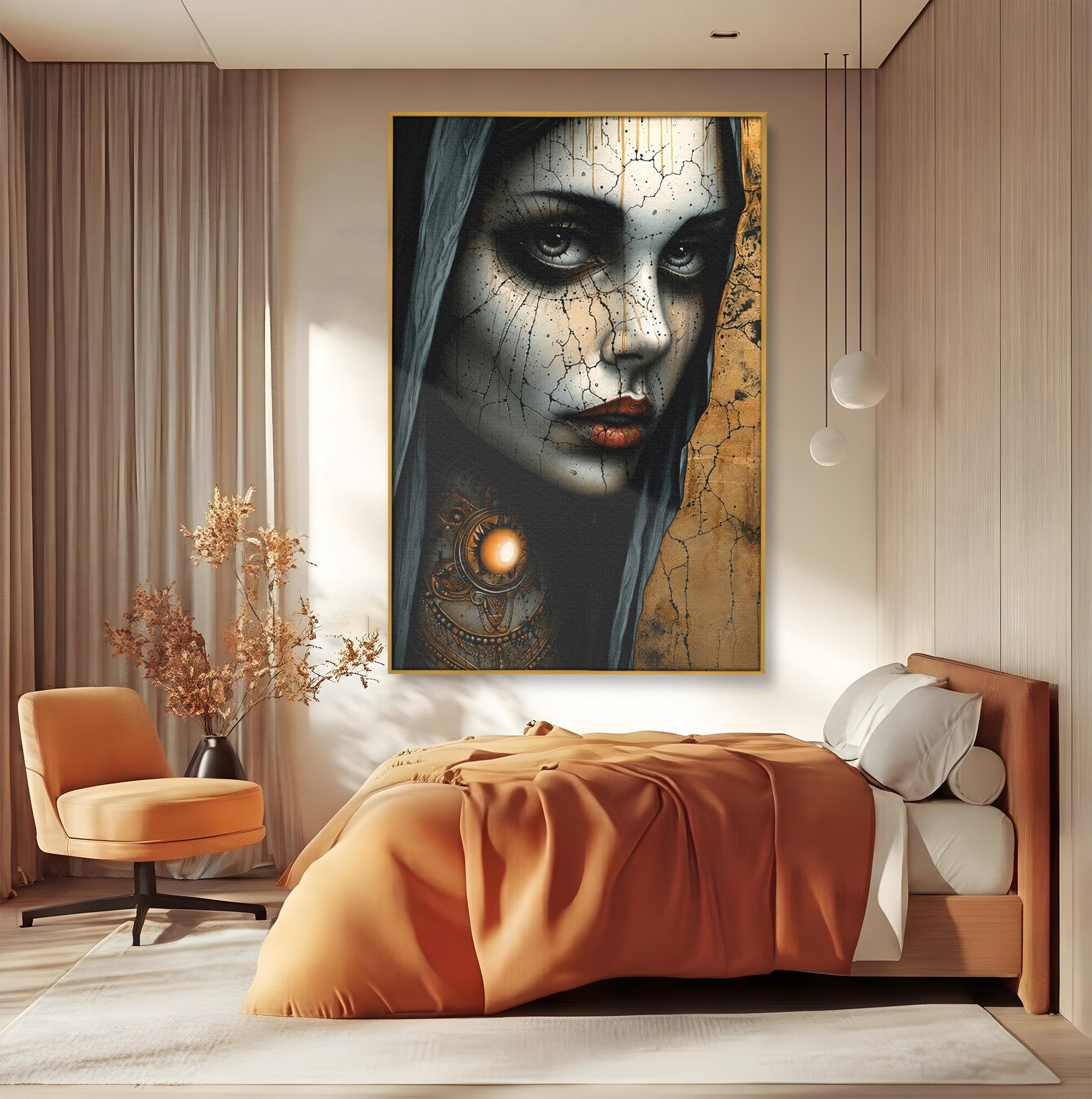 Tablou Canvas Premium LuxCanva® C1395, Portretul Femeii Misterioase, Portret, Femeie, Mister, Arta, Living, Dormitor, Culori Vibrante