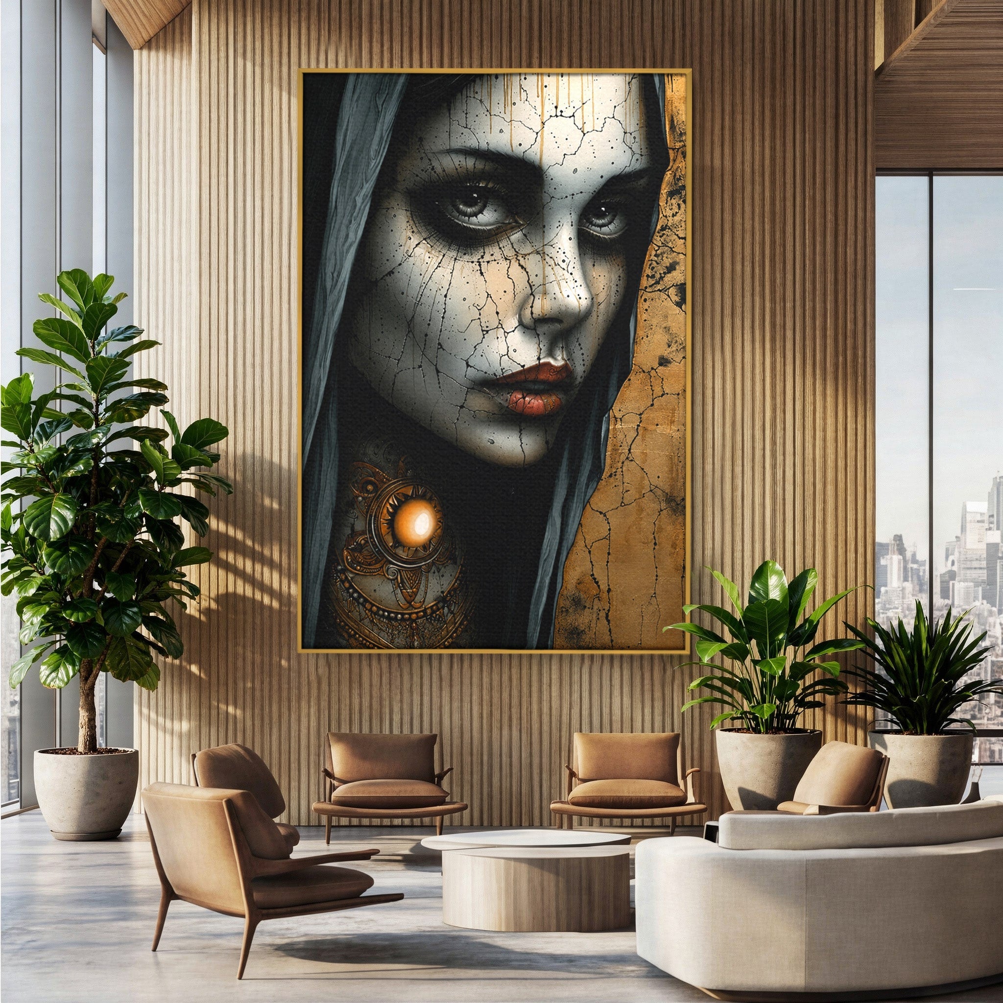 Tablou Canvas Premium LuxCanva® C1395, Portretul Femeii Misterioase, Portret, Femeie, Mister, Arta, Living, Dormitor, Culori Vibrante