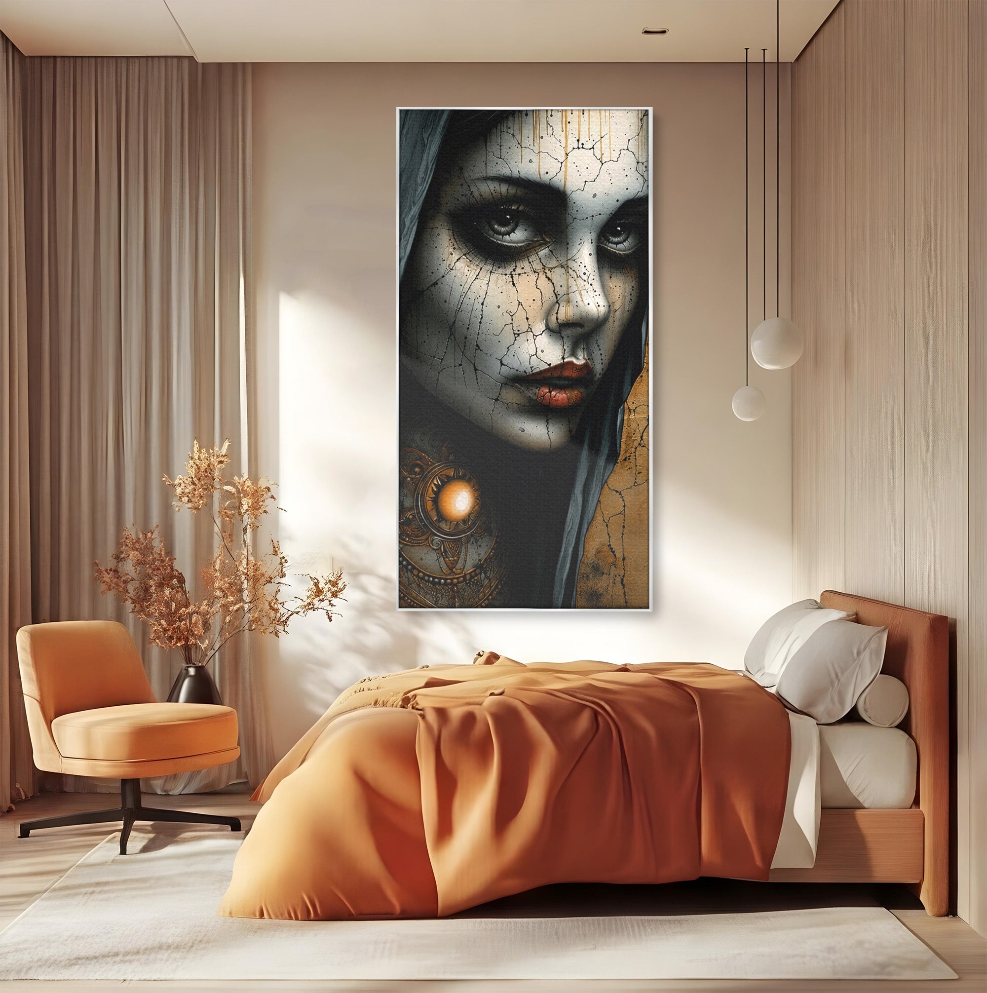 Tablou Canvas Premium LuxCanva® C1395, Portretul Femeii Misterioase, Portret, Femeie, Mister, Arta, Living, Dormitor, Culori Vibrante