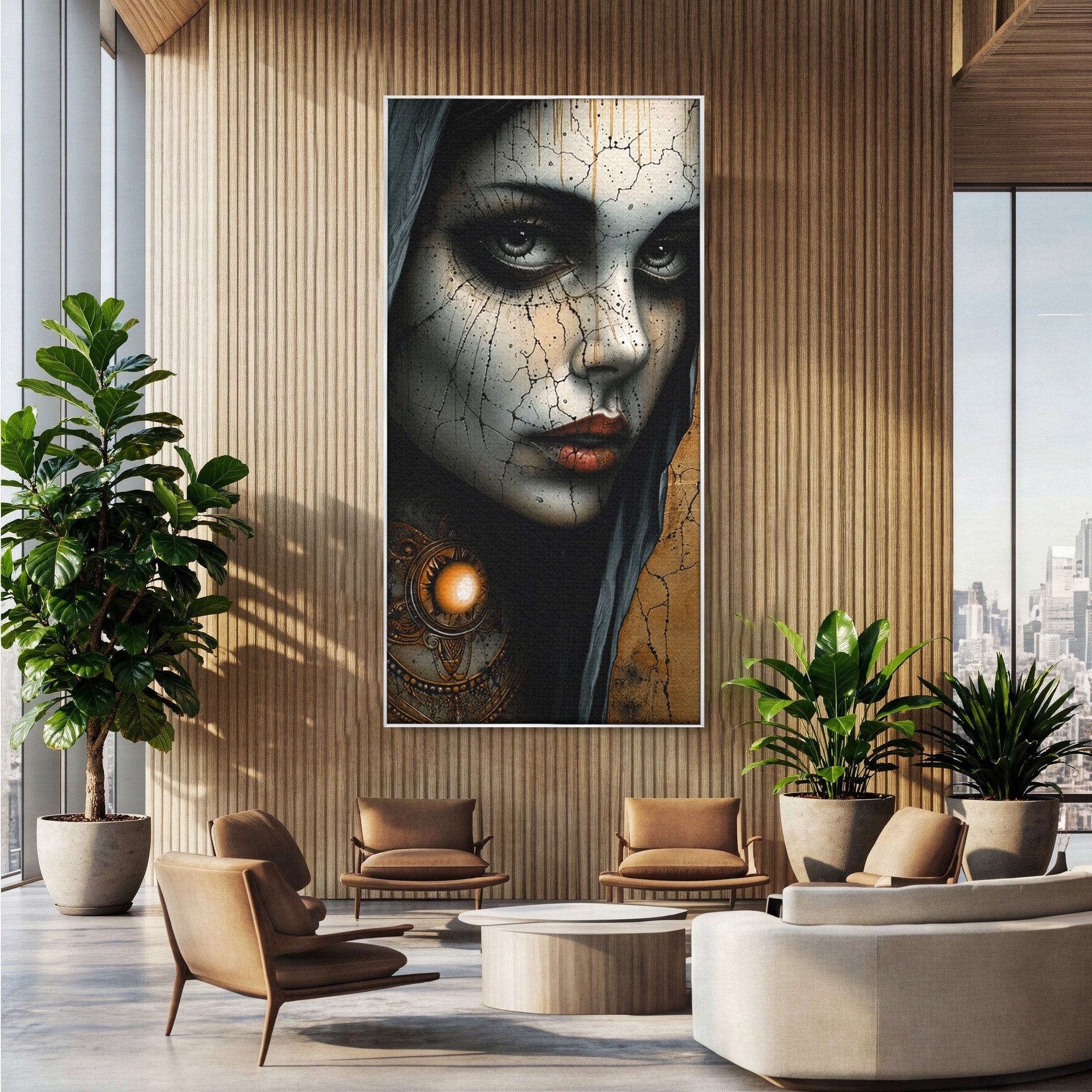 Tablou Canvas Premium LuxCanva® C1395, Portretul Femeii Misterioase, Portret, Femeie, Mister, Arta, Living, Dormitor, Culori Vibrante