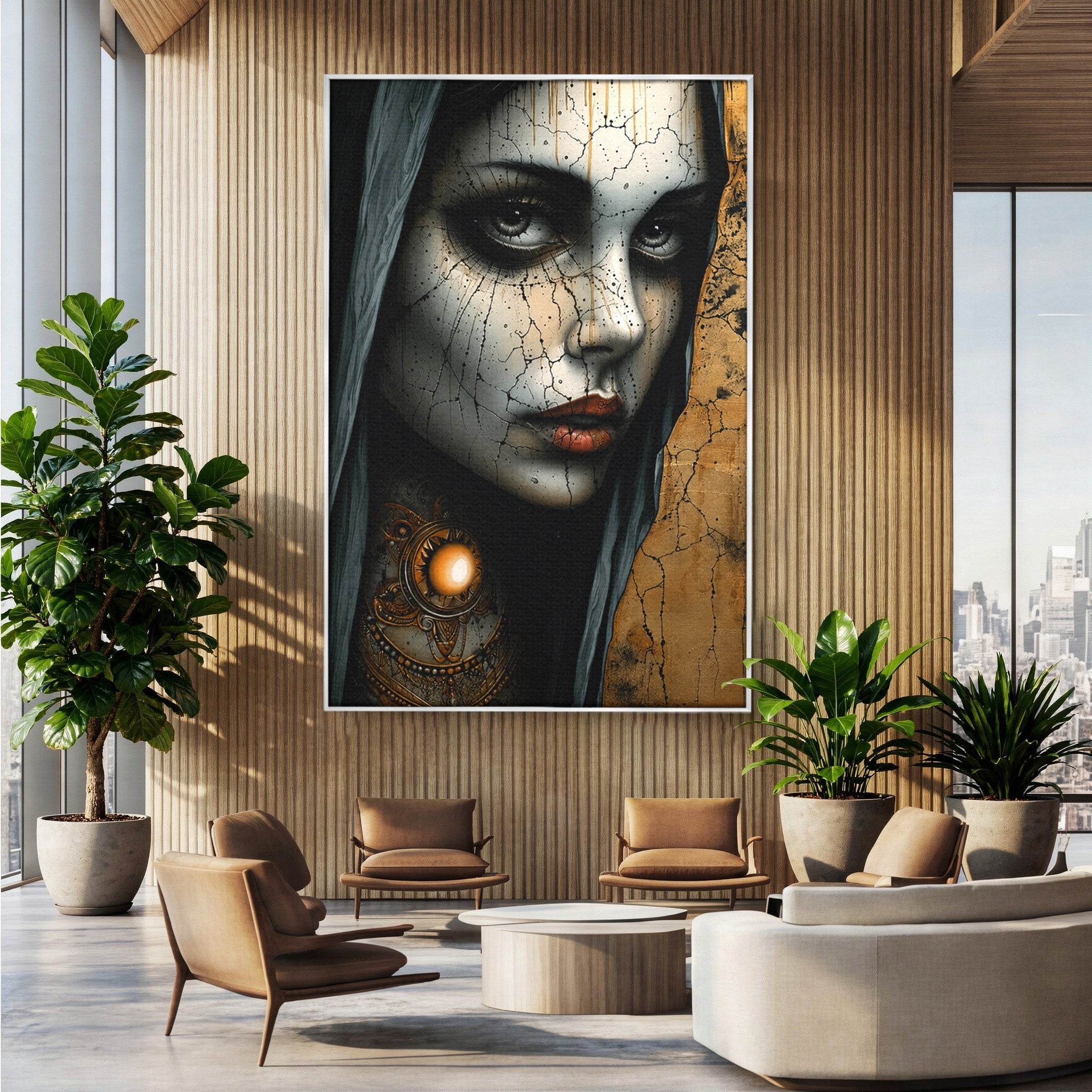 Tablou Canvas Premium LuxCanva® C1395, Portretul Femeii Misterioase, Portret, Femeie, Mister, Arta, Living, Dormitor, Culori Vibrante