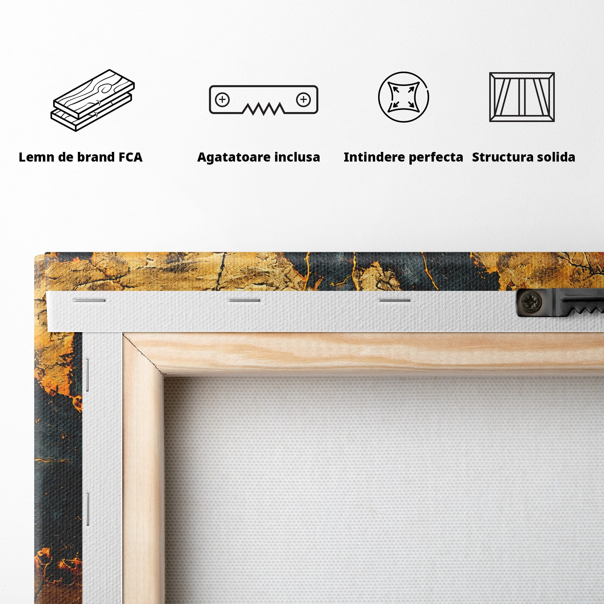 Tablou Canvas Premium LuxCanva® C1396, Soarele De Foc, Soare, Abstract, Energetic, Texturat, Living, Culori Vibrante