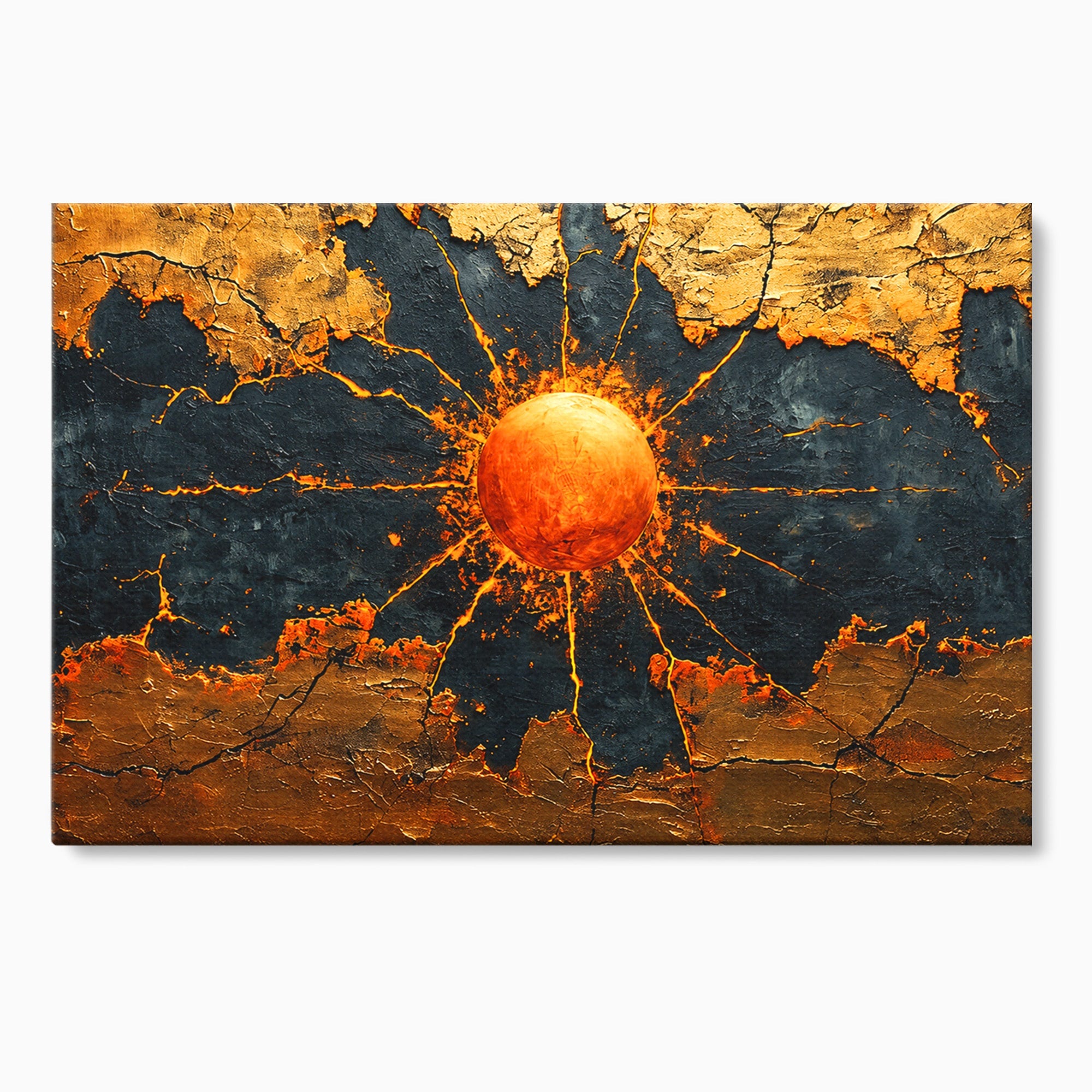 Tablou Canvas Premium LuxCanva® C1396, Soarele De Foc, Soare, Abstract, Energetic, Texturat, Living, Culori Vibrante
