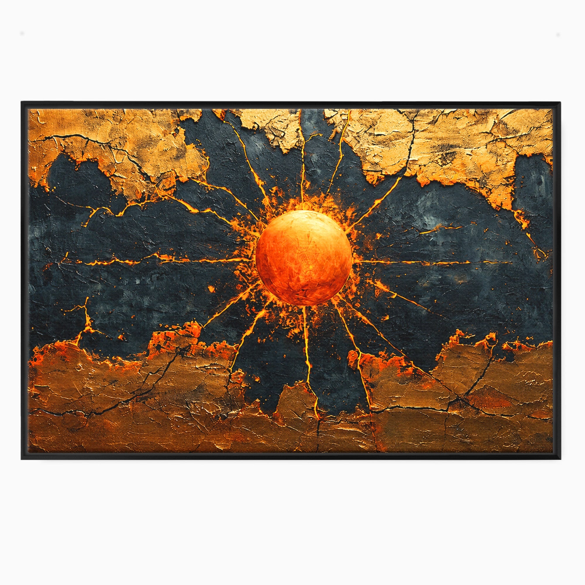 Tablou Canvas Premium LuxCanva® C1396, Soarele De Foc, Soare, Abstract, Energetic, Texturat, Living, Culori Vibrante