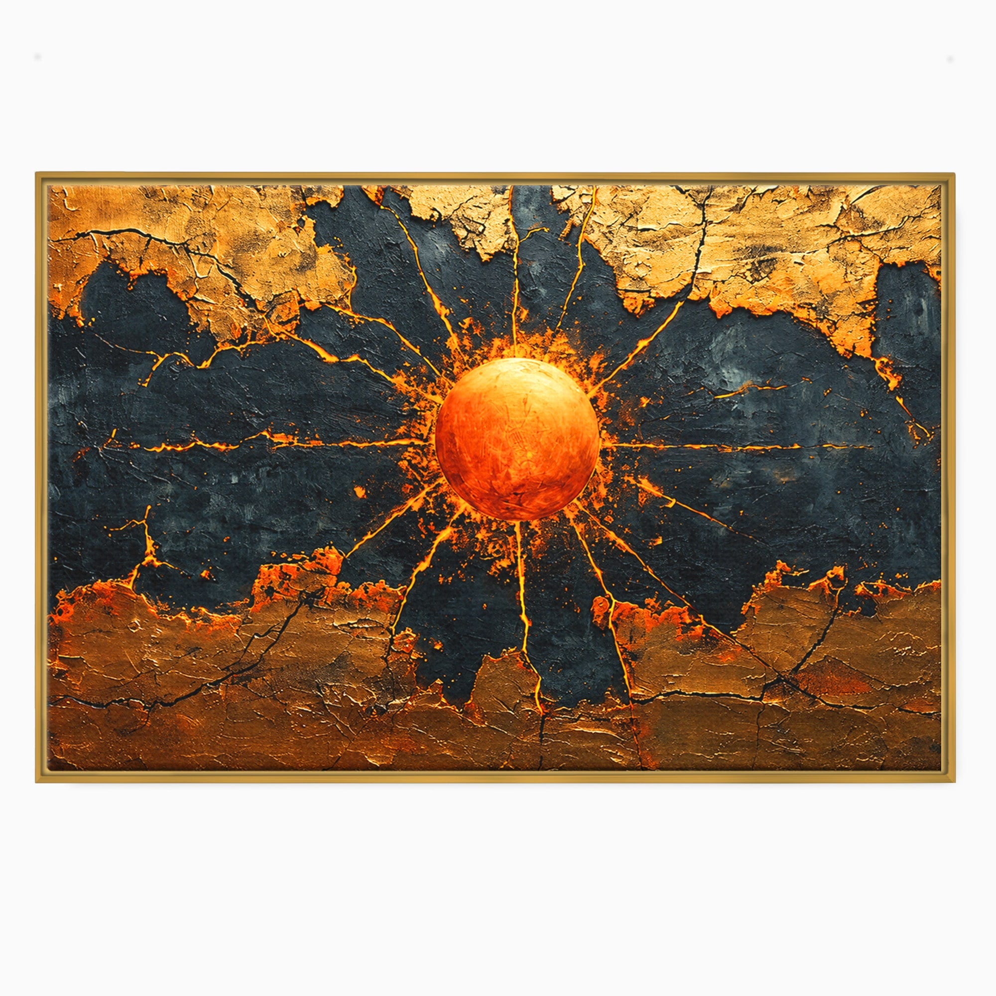 Tablou Canvas Premium LuxCanva® C1396, Soarele De Foc, Soare, Abstract, Energetic, Texturat, Living, Culori Vibrante