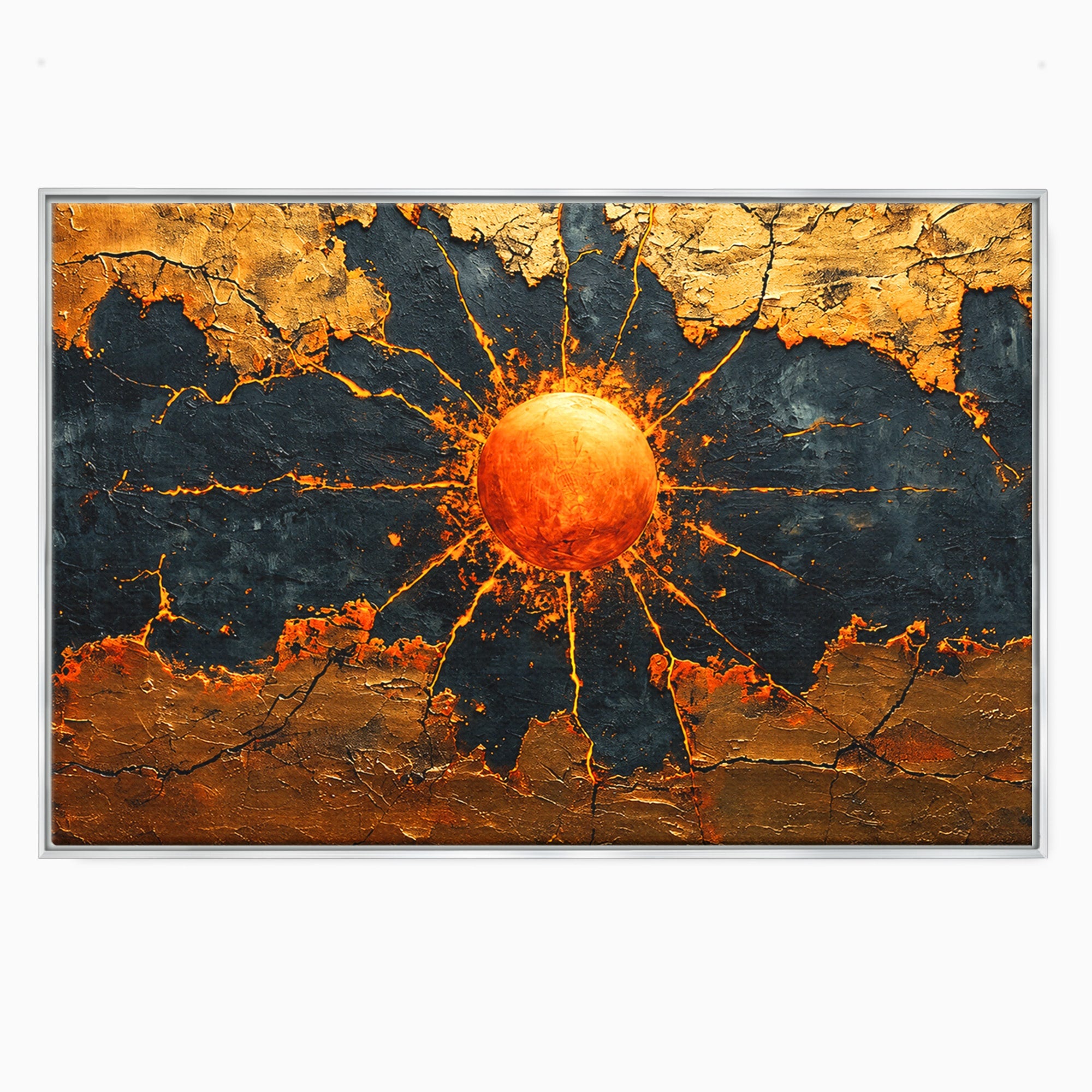 Tablou Canvas Premium LuxCanva® C1396, Soarele De Foc, Soare, Abstract, Energetic, Texturat, Living, Culori Vibrante
