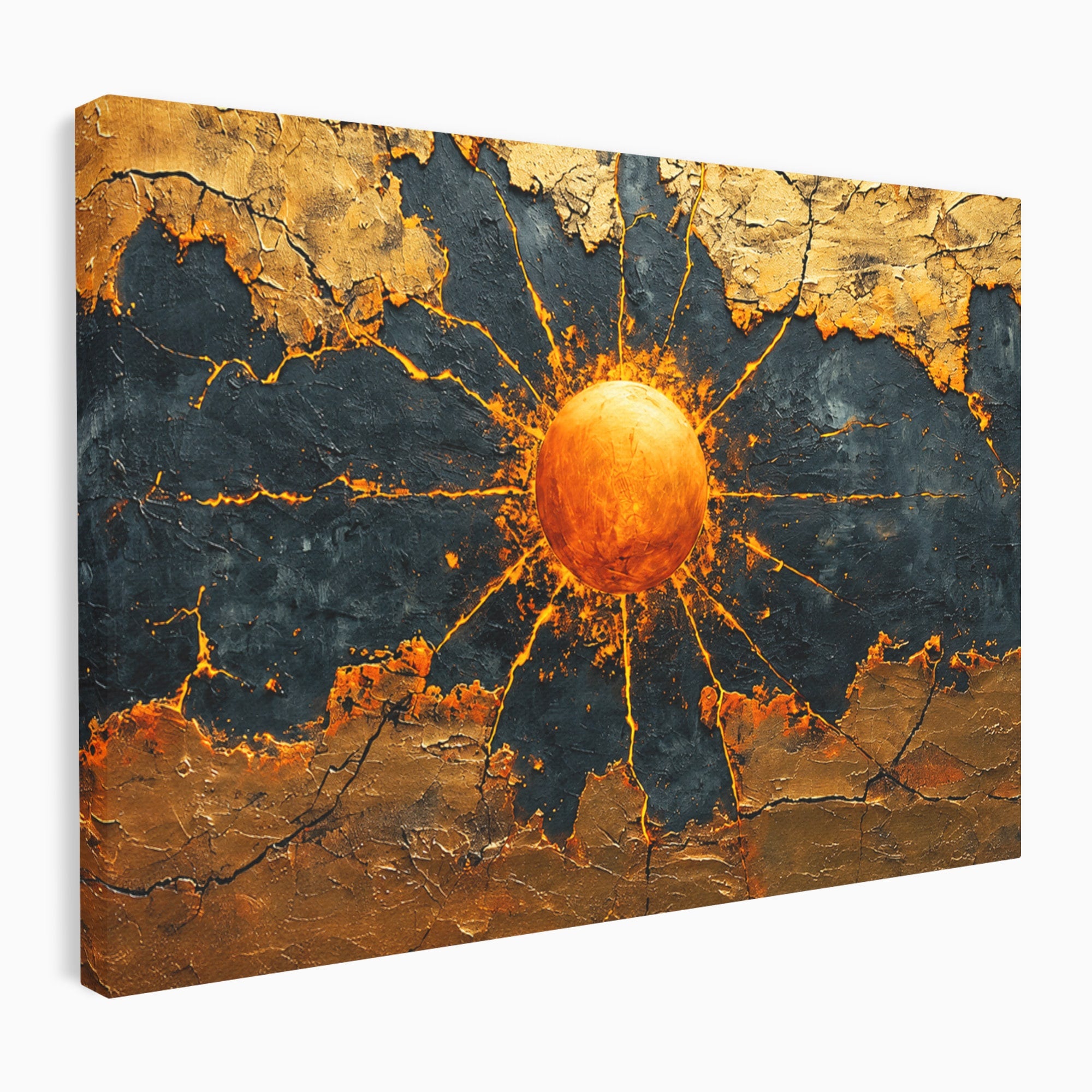 Tablou Canvas Premium LuxCanva® C1396, Soarele De Foc, Soare, Abstract, Energetic, Texturat, Living, Culori Vibrante