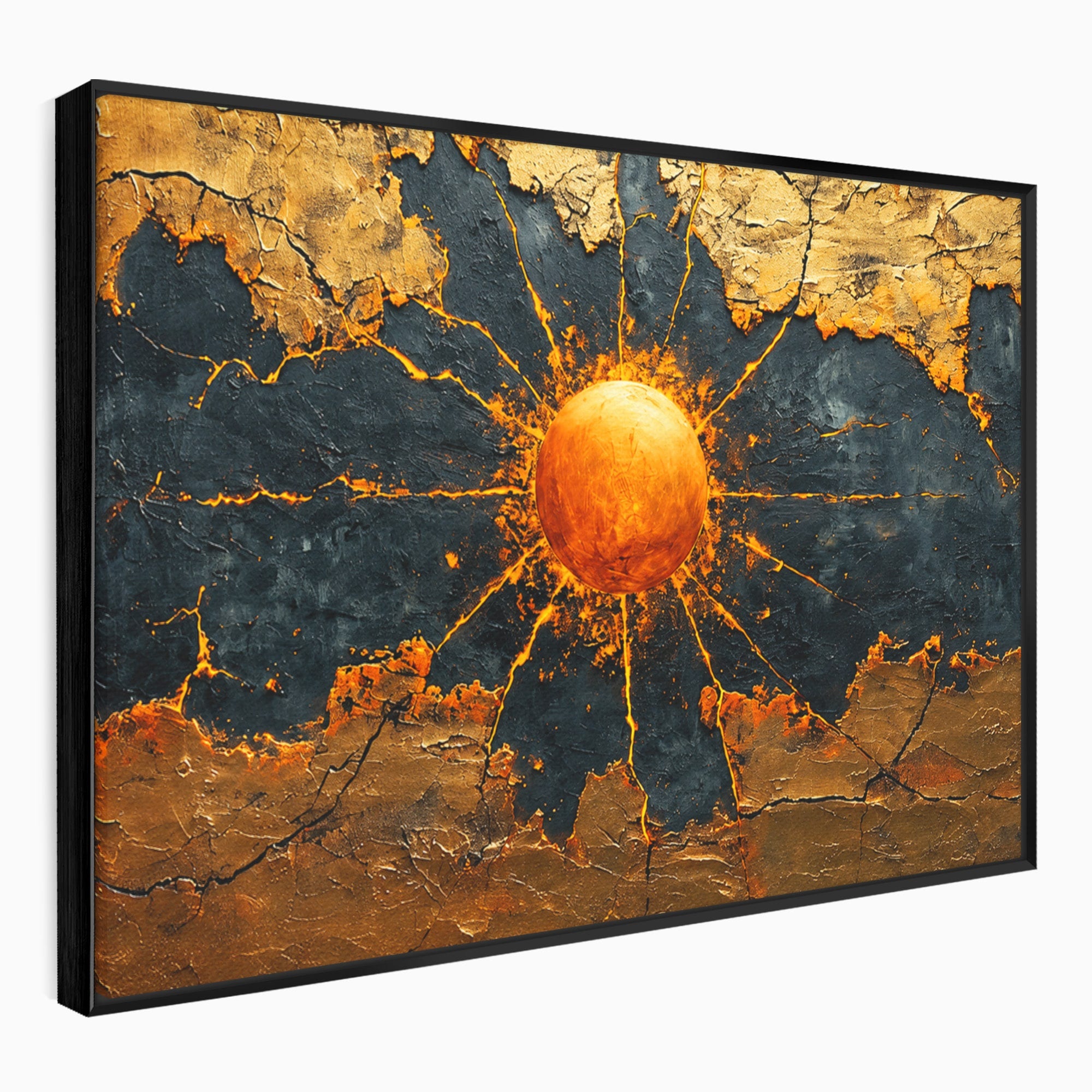 Tablou Canvas Premium LuxCanva® C1396, Soarele De Foc, Soare, Abstract, Energetic, Texturat, Living, Culori Vibrante