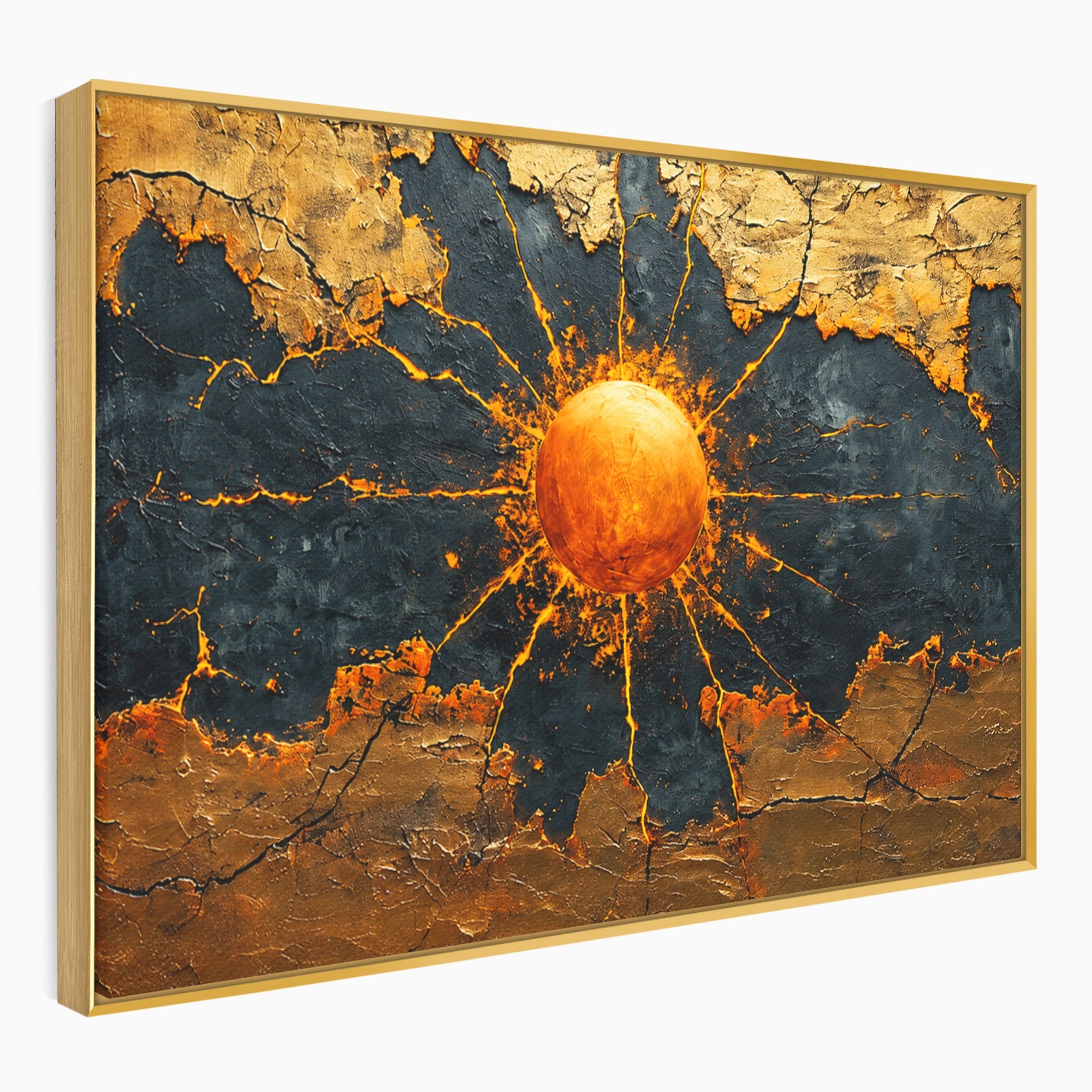 Tablou Canvas Premium LuxCanva® C1396, Soarele De Foc, Soare, Abstract, Energetic, Texturat, Living, Culori Vibrante