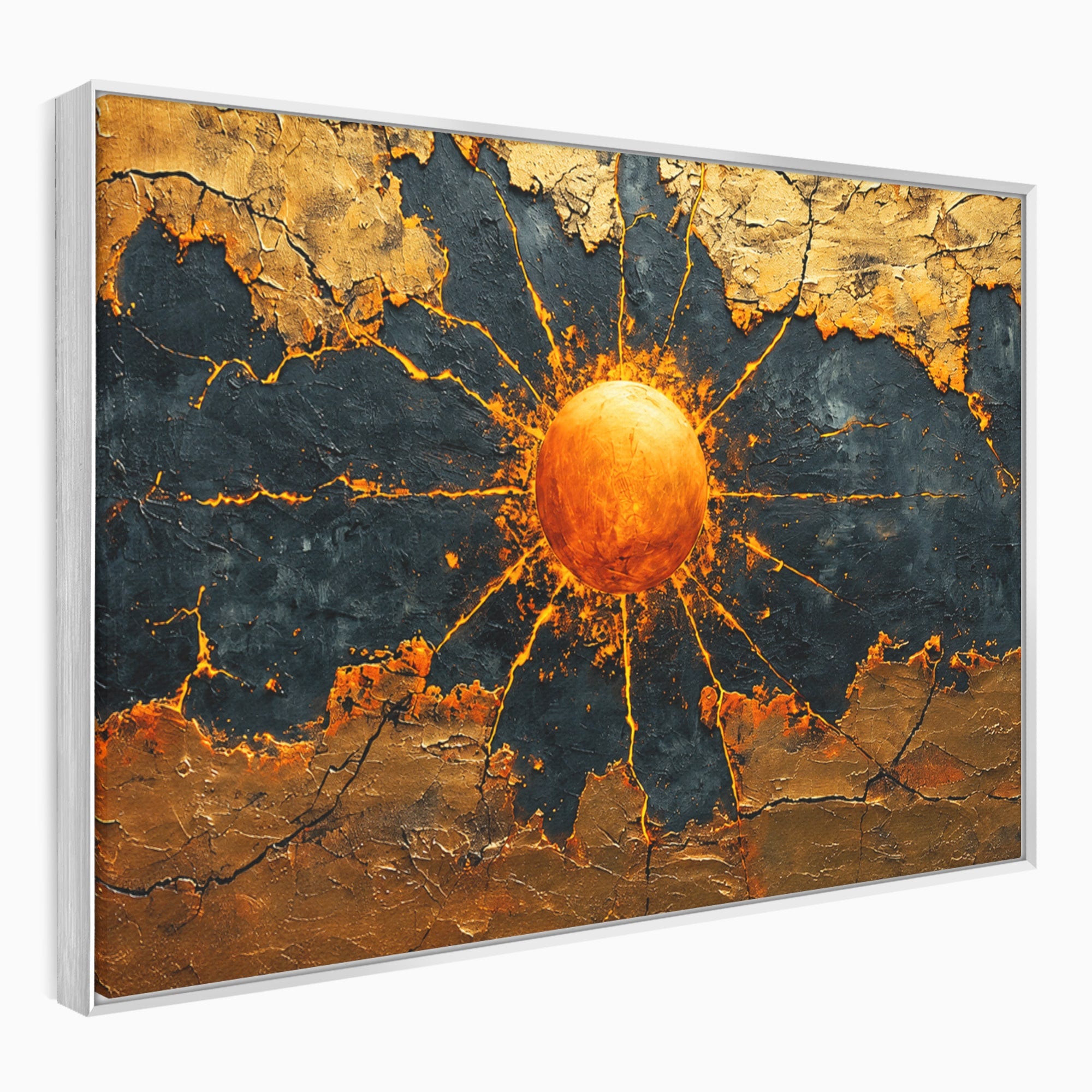 Tablou Canvas Premium LuxCanva® C1396, Soarele De Foc, Soare, Abstract, Energetic, Texturat, Living, Culori Vibrante