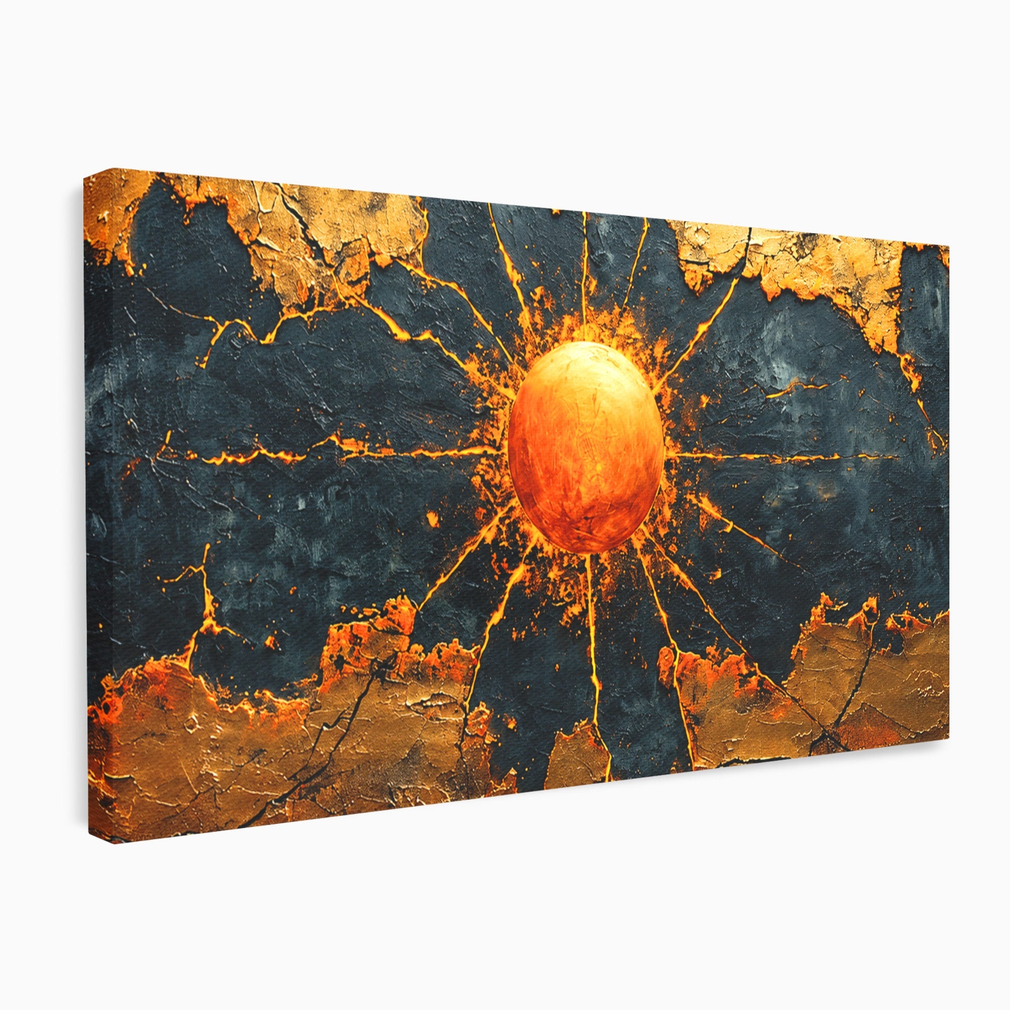Tablou Canvas Premium LuxCanva® C1396, Soarele De Foc, Soare, Abstract, Energetic, Texturat, Living, Culori Vibrante