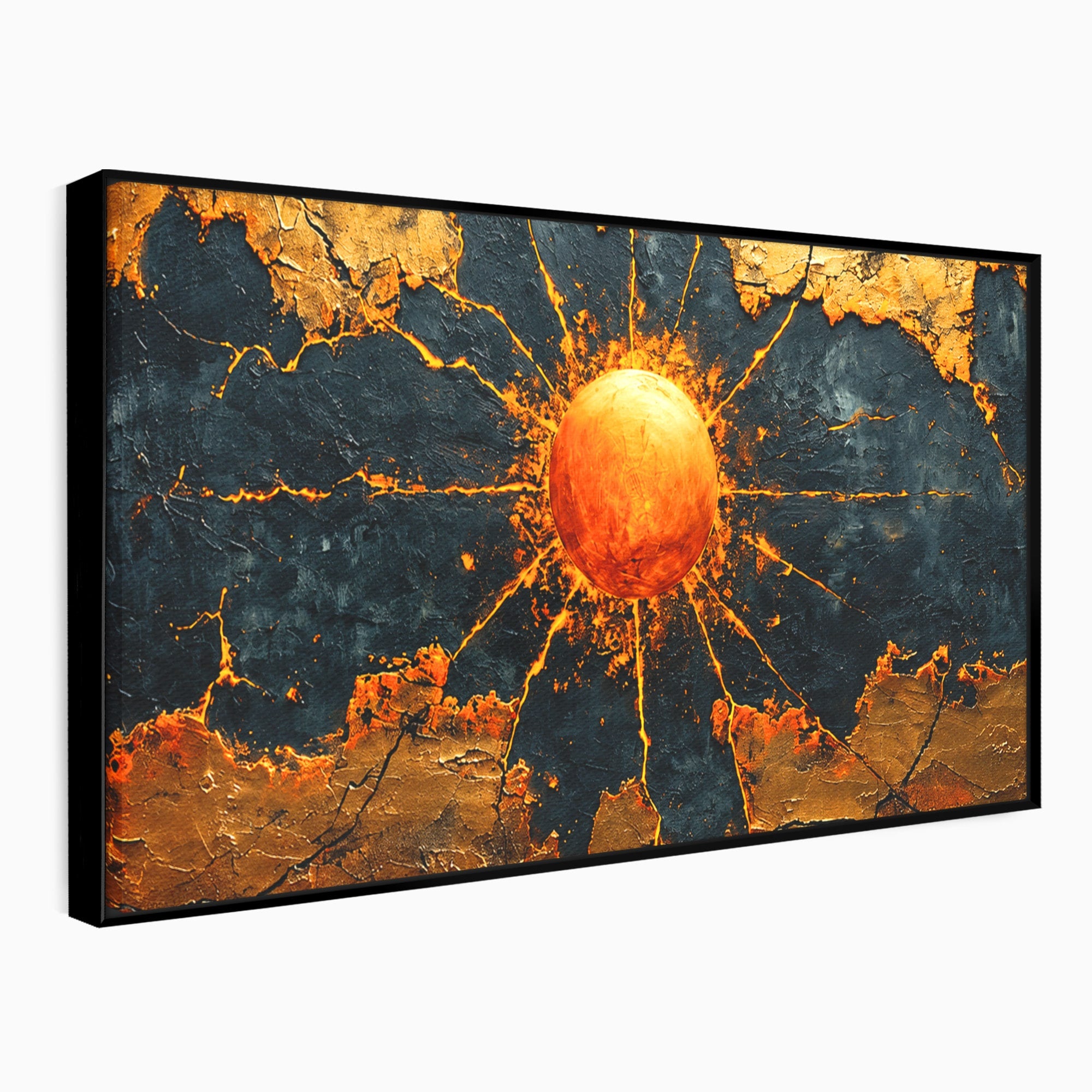 Tablou Canvas Premium LuxCanva® C1396, Soarele De Foc, Soare, Abstract, Energetic, Texturat, Living, Culori Vibrante