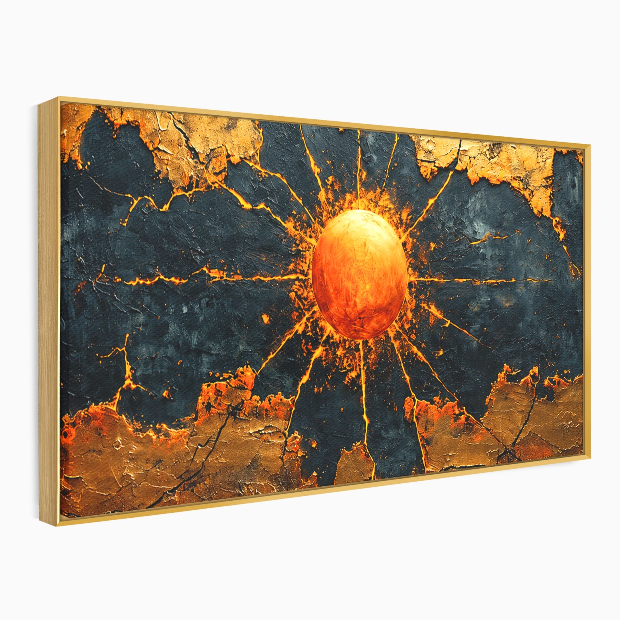 Tablou Canvas Premium LuxCanva® C1396, Soarele De Foc, Soare, Abstract, Energetic, Texturat, Living, Culori Vibrante