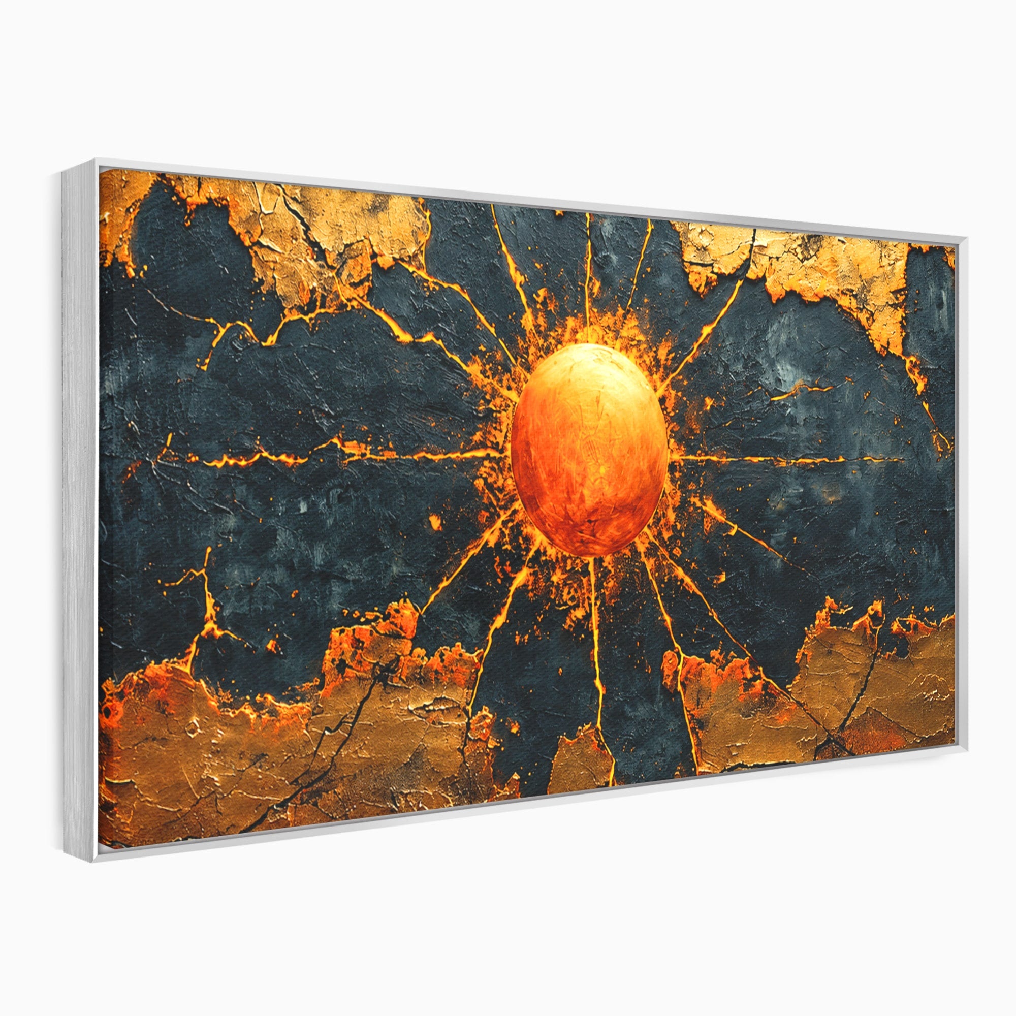 Tablou Canvas Premium LuxCanva® C1396, Soarele De Foc, Soare, Abstract, Energetic, Texturat, Living, Culori Vibrante