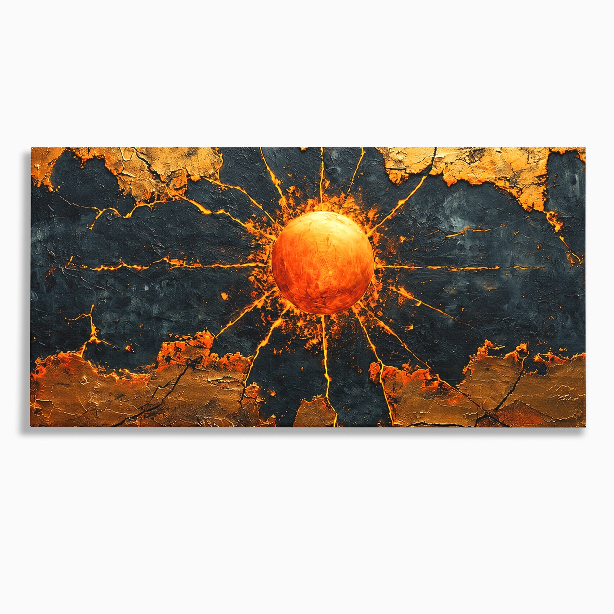Tablou Canvas Premium LuxCanva® C1396, Soarele De Foc, Soare, Abstract, Energetic, Texturat, Living, Culori Vibrante