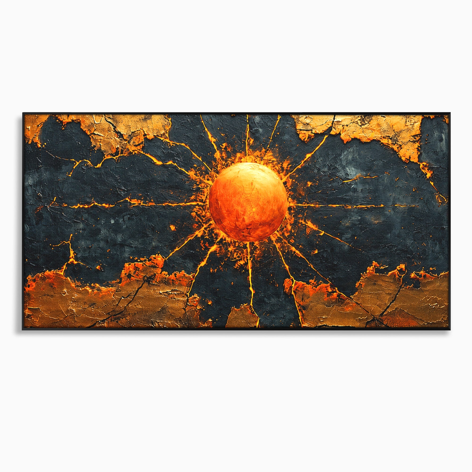 Tablou Canvas Premium LuxCanva® C1396, Soarele De Foc, Soare, Abstract, Energetic, Texturat, Living, Culori Vibrante
