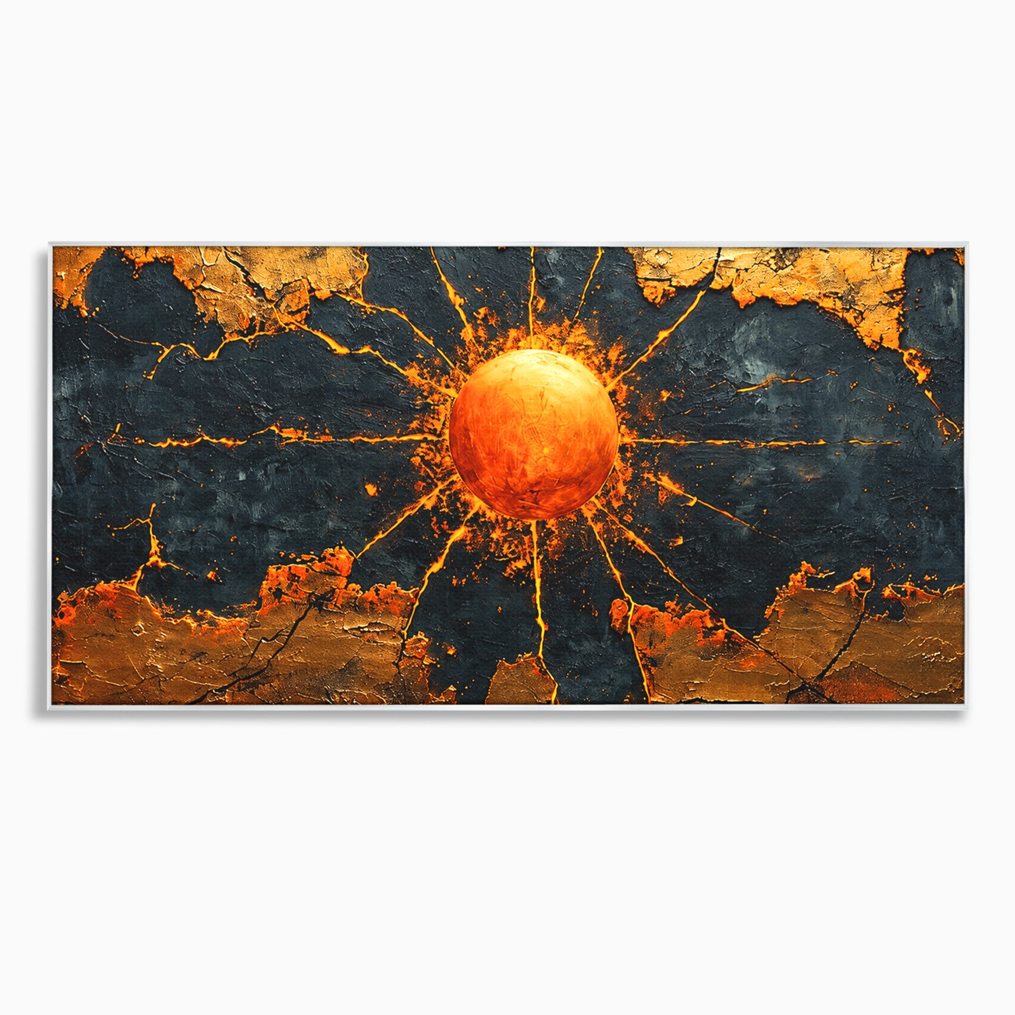 Tablou Canvas Premium LuxCanva® C1396, Soarele De Foc, Soare, Abstract, Energetic, Texturat, Living, Culori Vibrante