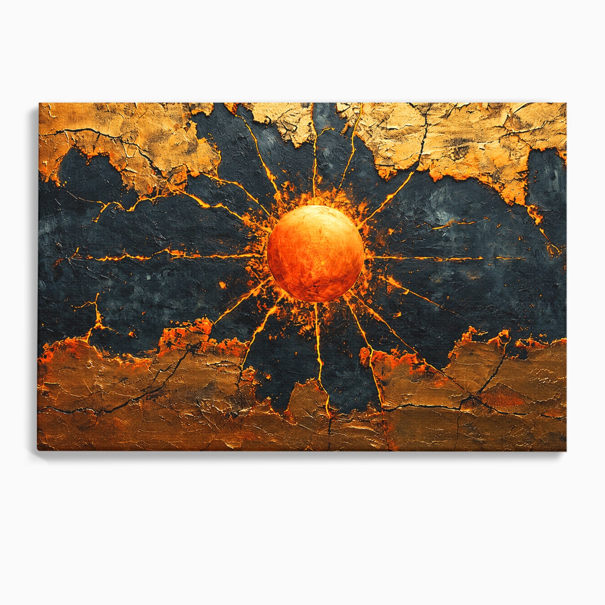 Tablou Canvas Premium LuxCanva® C1396, Soarele De Foc, Soare, Abstract, Energetic, Texturat, Living, Culori Vibrante