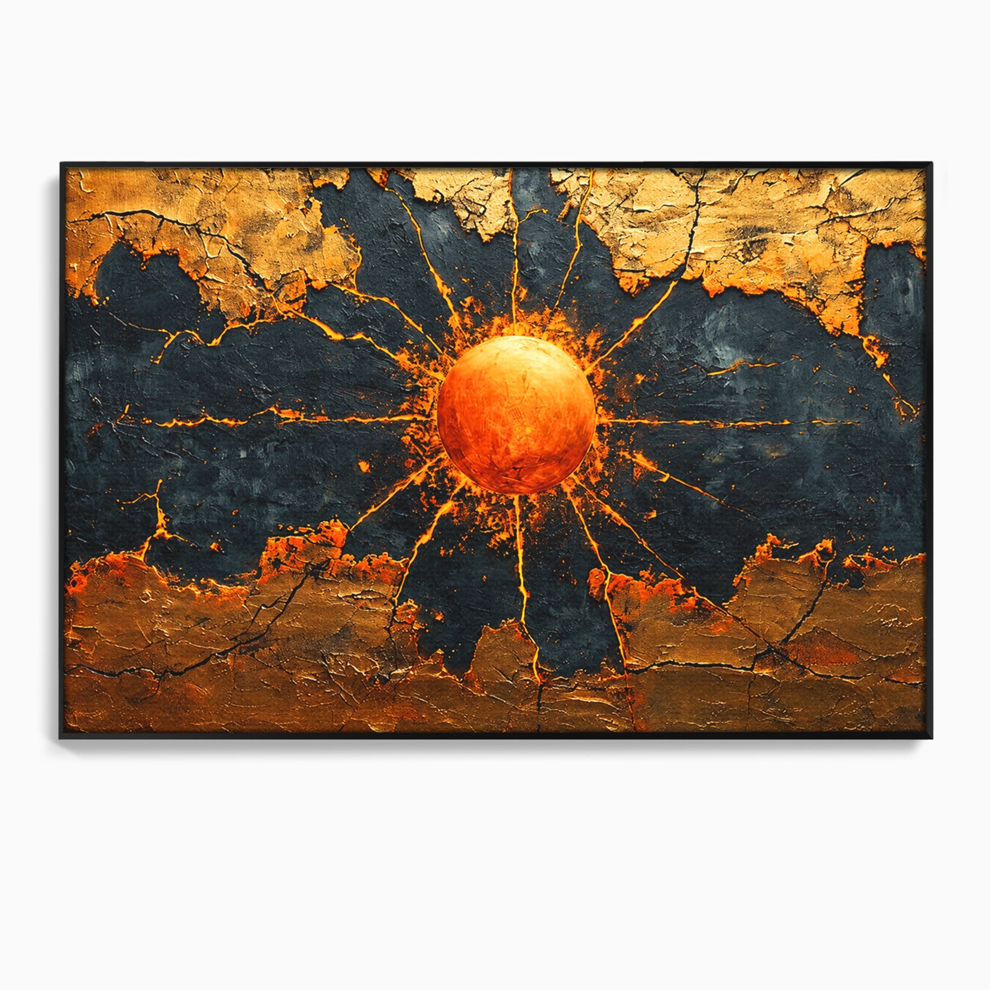 Tablou Canvas Premium LuxCanva® C1396, Soarele De Foc, Soare, Abstract, Energetic, Texturat, Living, Culori Vibrante
