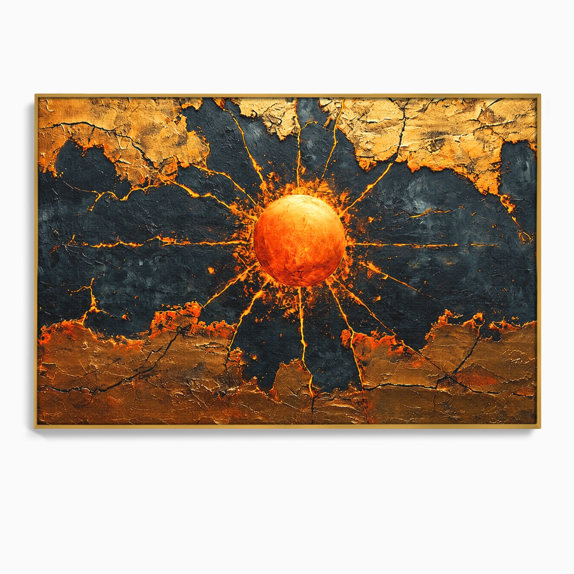 Tablou Canvas Premium LuxCanva® C1396, Soarele De Foc, Soare, Abstract, Energetic, Texturat, Living, Culori Vibrante