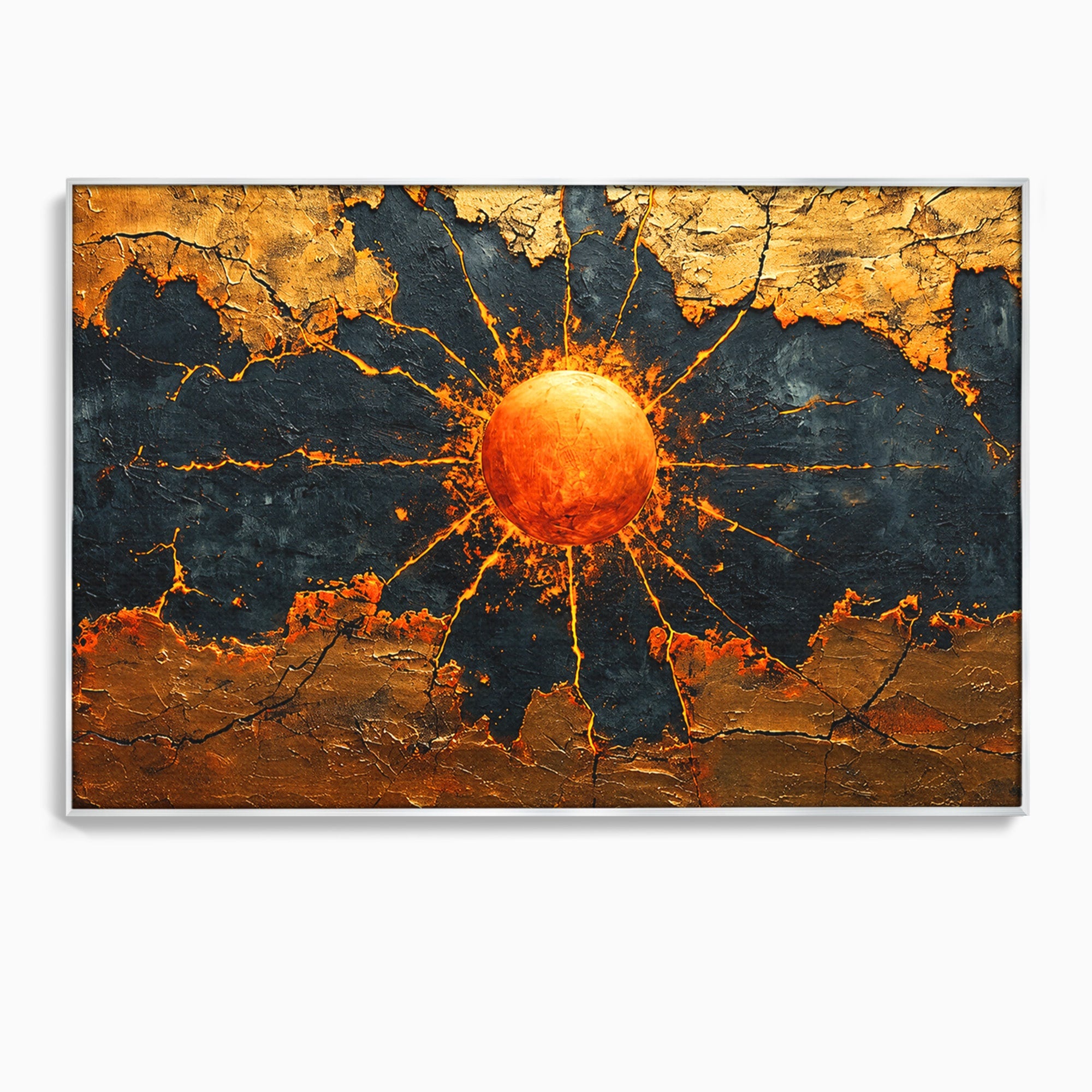 Tablou Canvas Premium LuxCanva® C1396, Soarele De Foc, Soare, Abstract, Energetic, Texturat, Living, Culori Vibrante