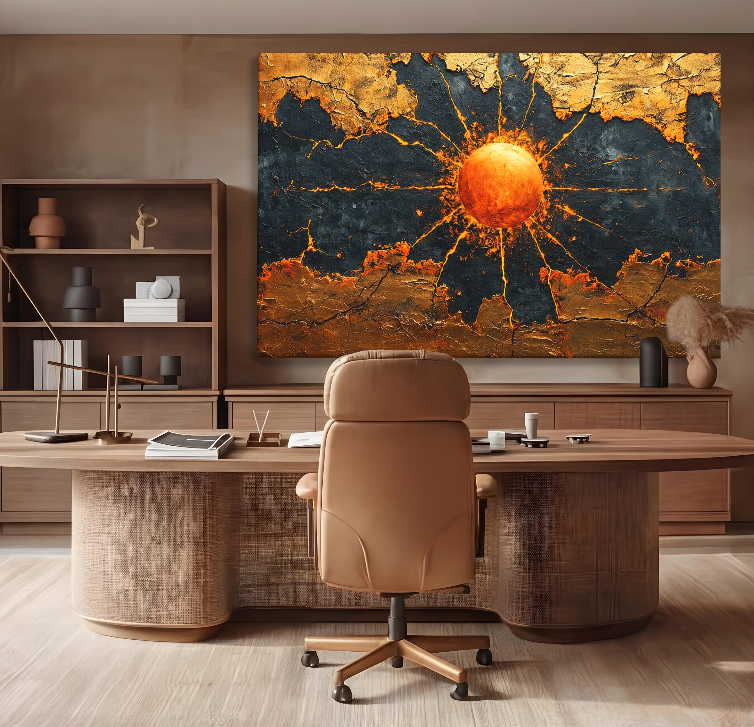 Tablou Canvas Premium LuxCanva® C1396, Soarele De Foc, Soare, Abstract, Energetic, Texturat, Living, Culori Vibrante