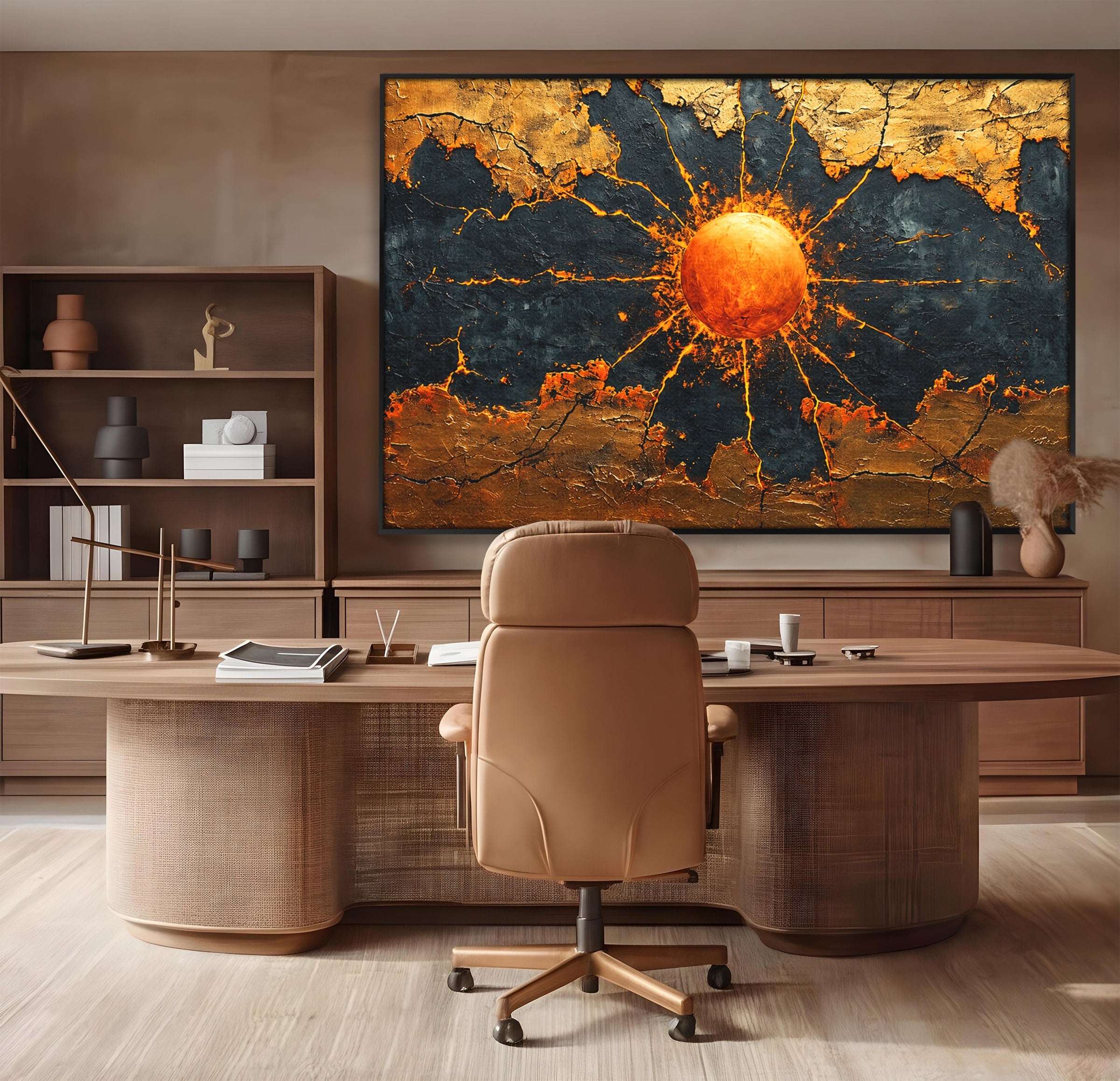 Tablou Canvas Premium LuxCanva® C1396, Soarele De Foc, Soare, Abstract, Energetic, Texturat, Living, Culori Vibrante